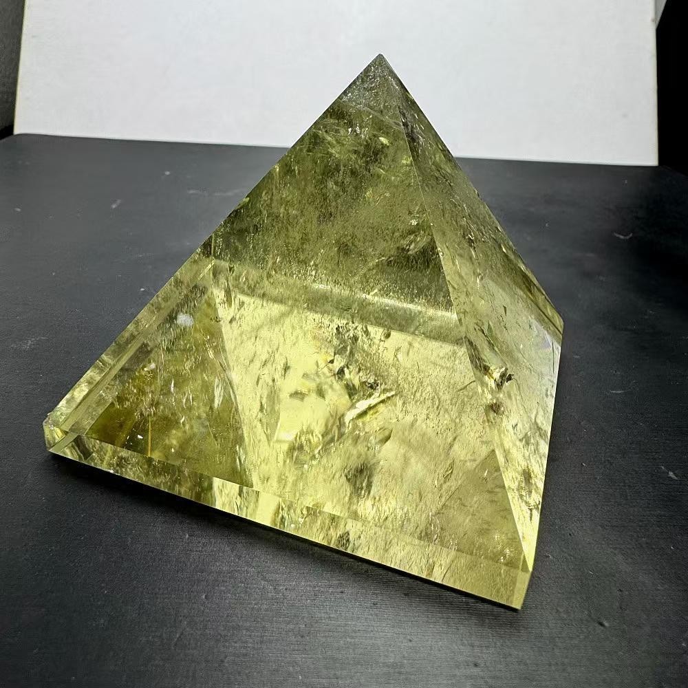 345g Natural Citrine Quartz Carved Pyramid Crystal Reiki Healing Decor
