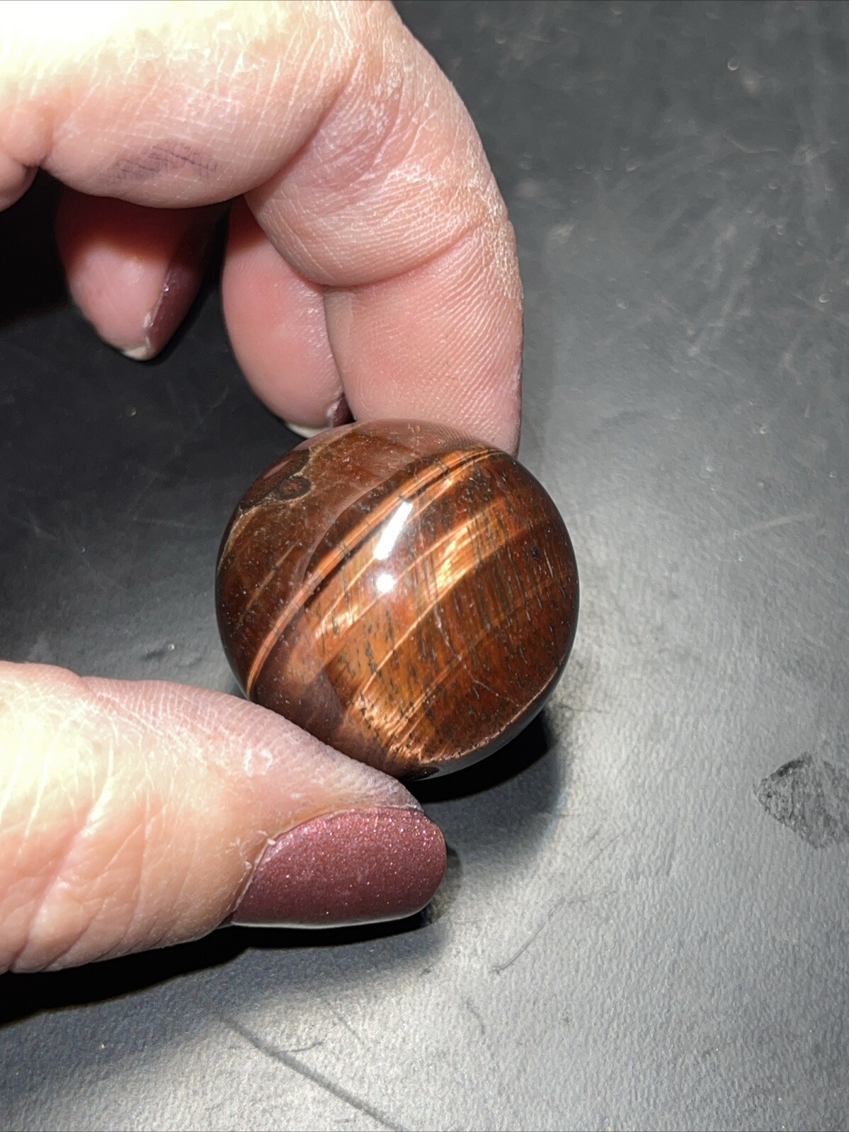 Red Tiger’s Eye Crystal Sphere Orb Ball Marble 27.1mm