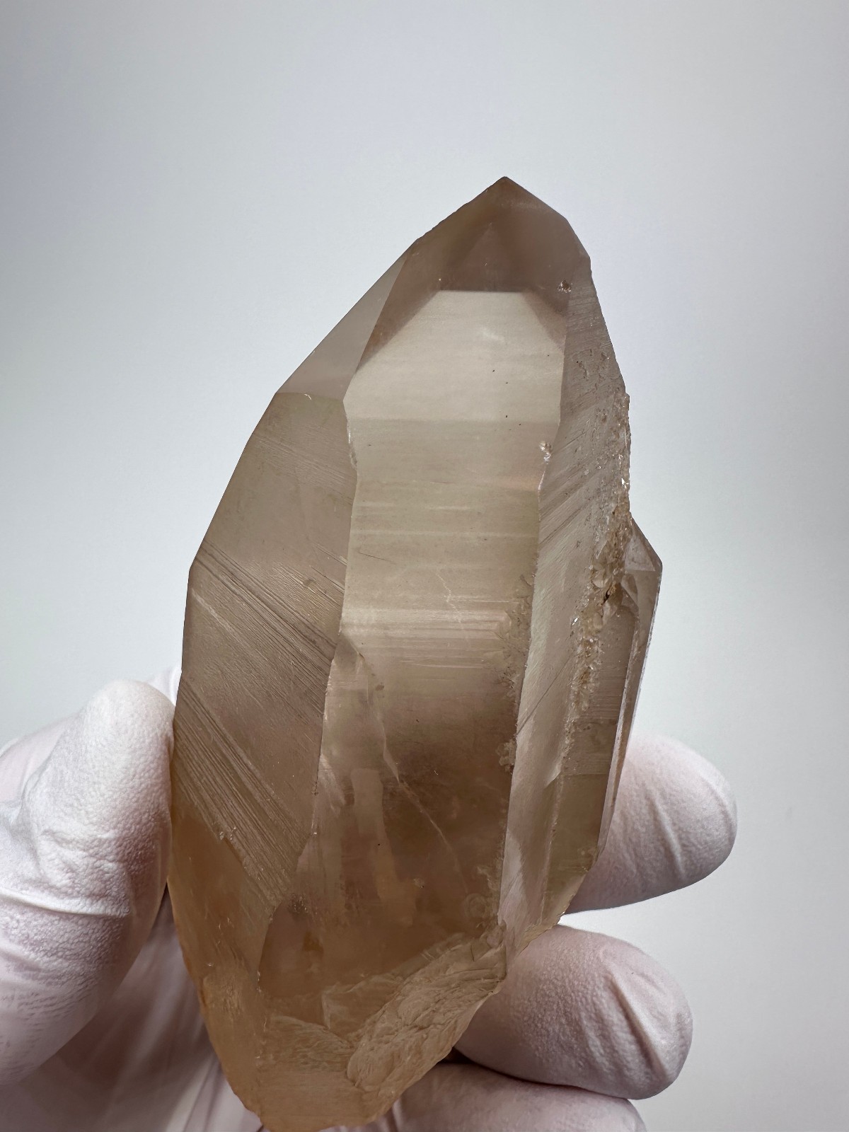 Large Clear Lemurian Seed Quartz Crystal Smokey Point__Serra do Cabra