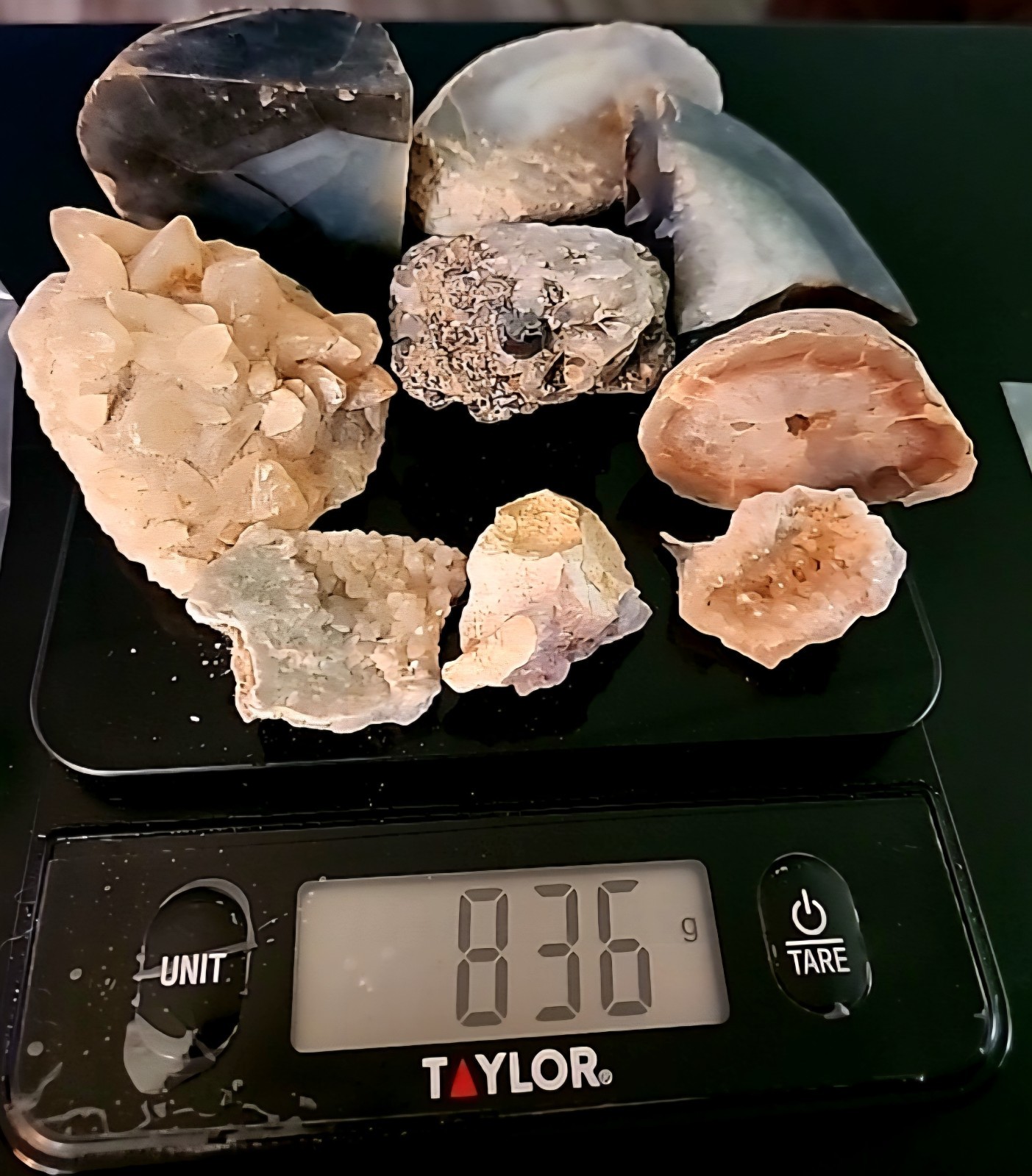 Mixed Rock & Mineral Specimen Lot, Geode/Agate Pieces, Crystal Clusters, 836g