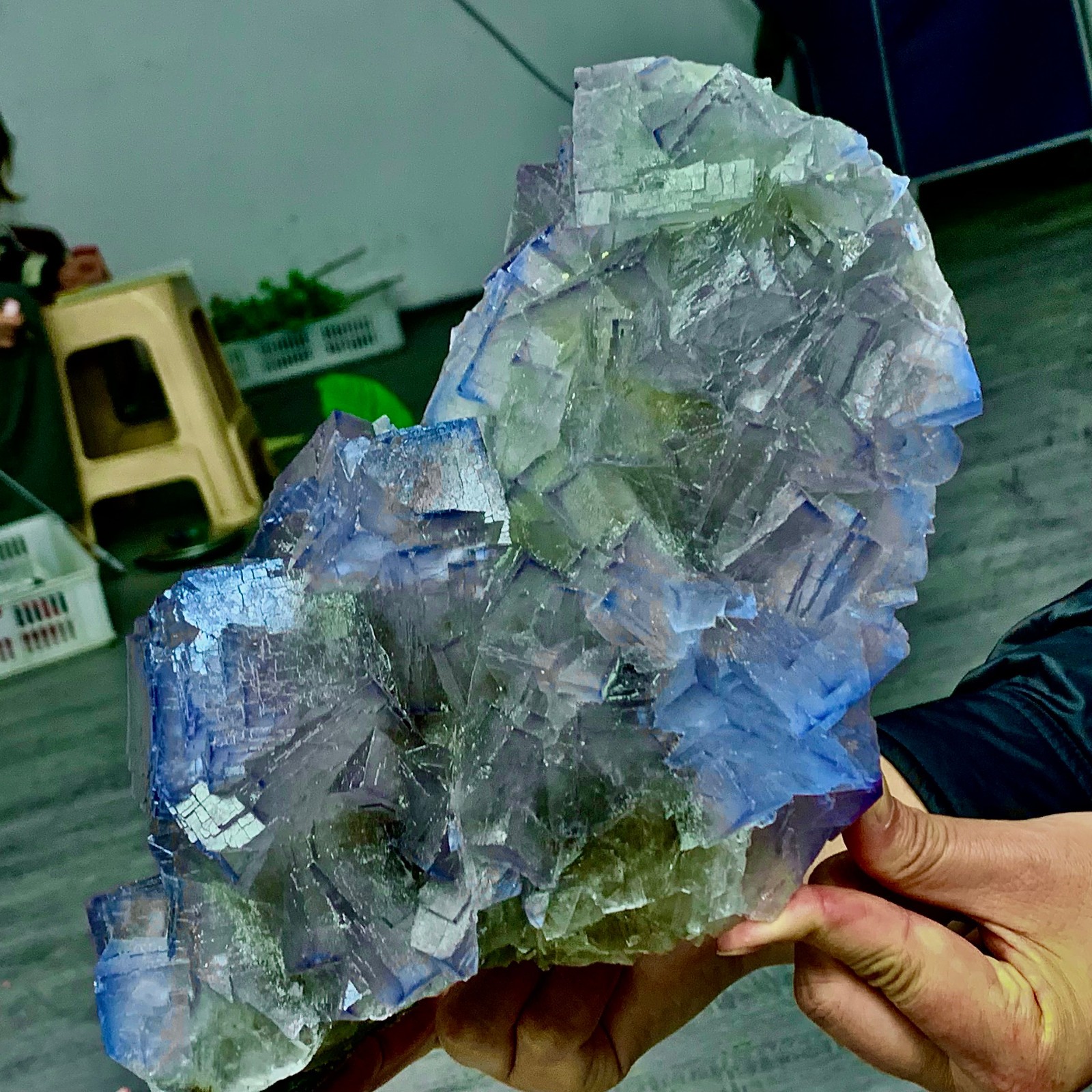 9.57LB Natural purple QR code fluorite cubic crystal mineral specimen