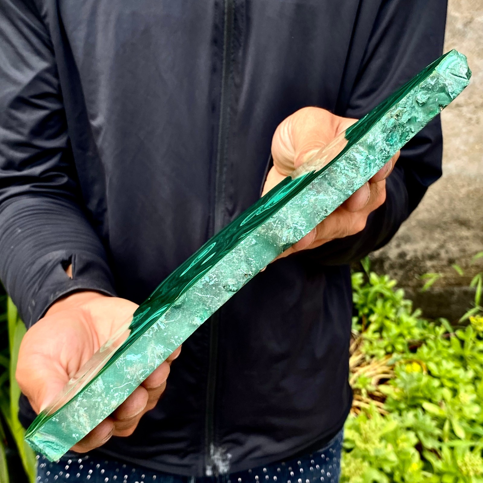 2.71LB Natural Green Malachite Crystal Flaky Pattern Ore Specimen Quartz Healing