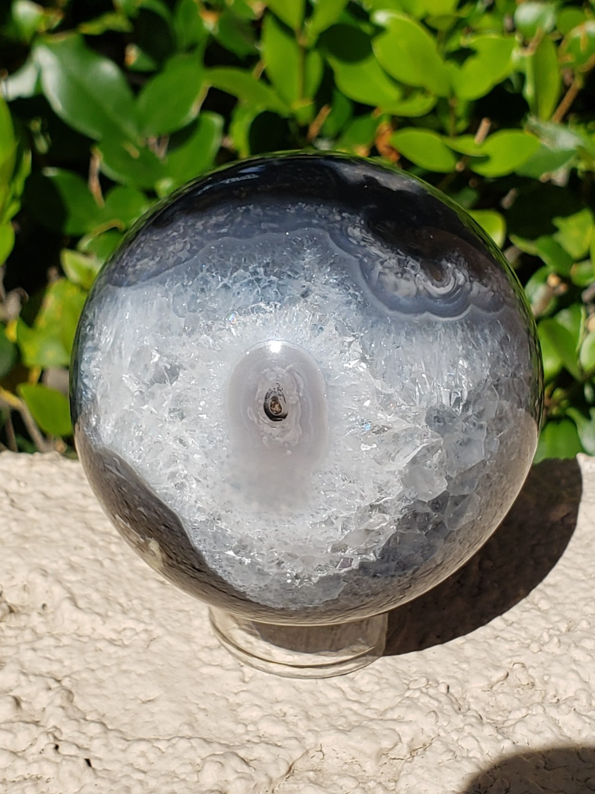 2.63″ Volcano Agate Quartz Crystal Sphere Ball Orb Stunning Green UV, 400g