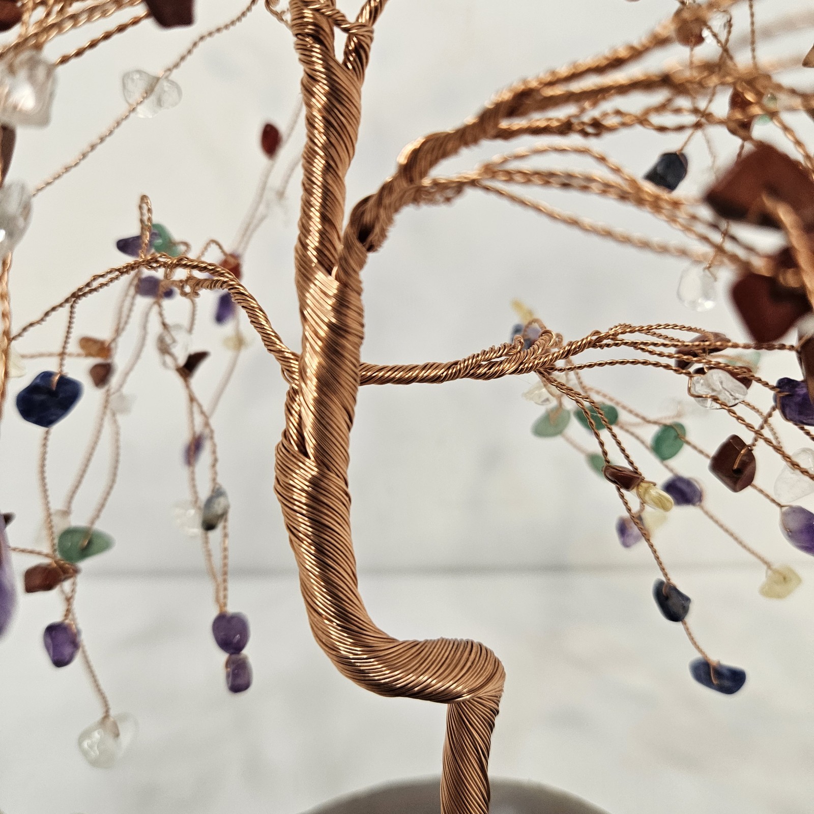 Beautiful Multi Stone Copper Wire Tree of LIFE approx. 8 in Tall Tree