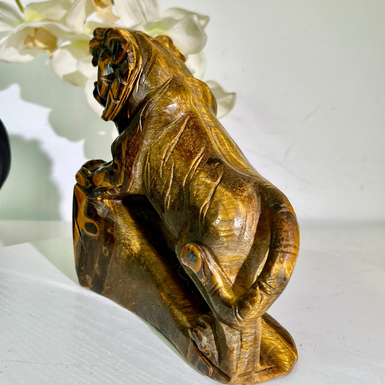 5.73LB Natural tiger eye stone products, handmade carved and polished spiritual