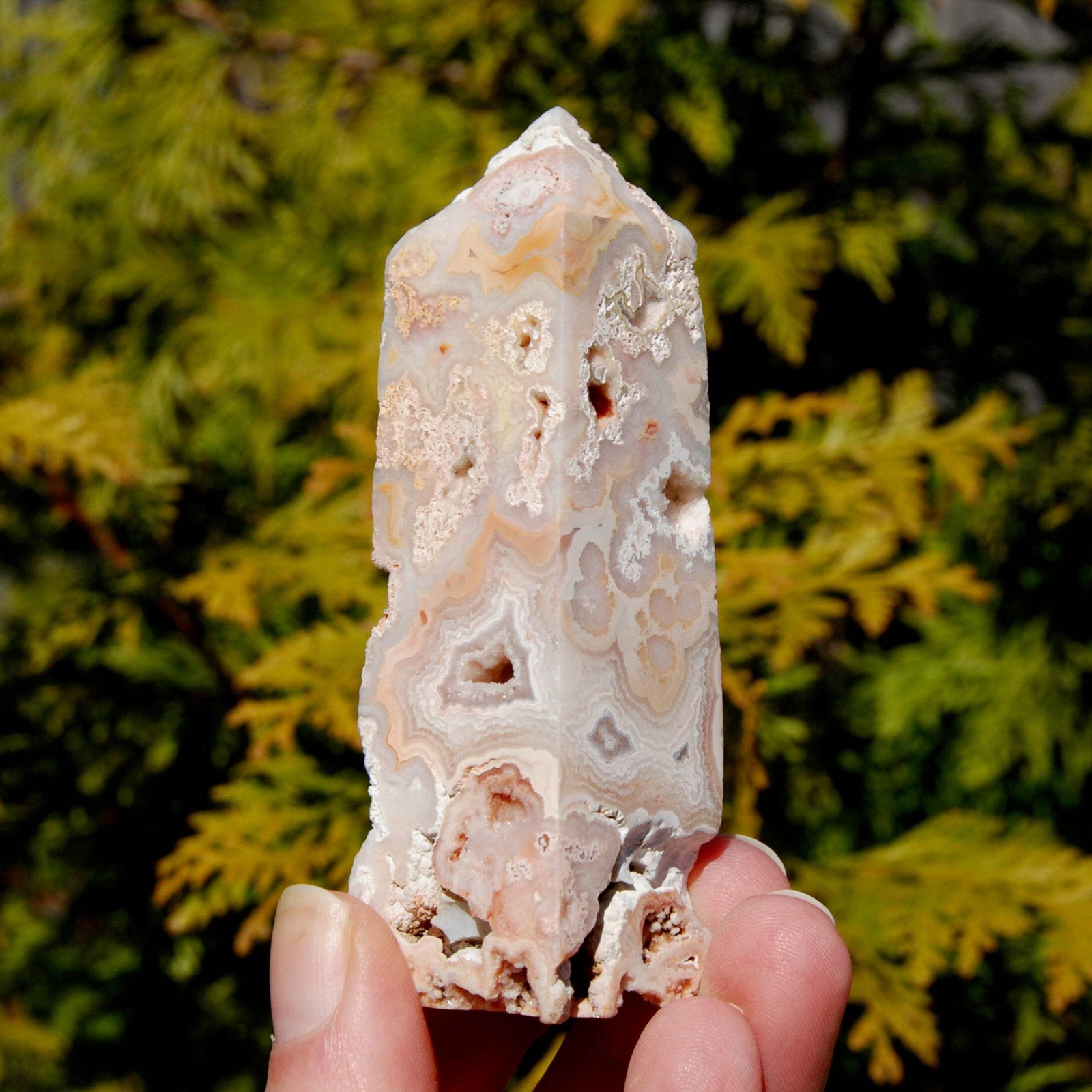 3.75in 119g PINK Crazy Lace Agate Druzy Crystal Tower, Indonesia