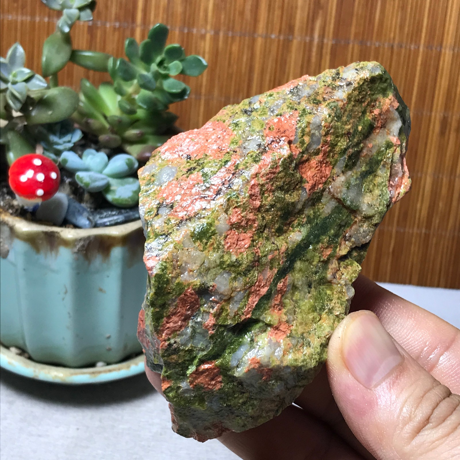 257g Natural Unakite Crystal gemstone Rough Mineral Specimen healing A6362