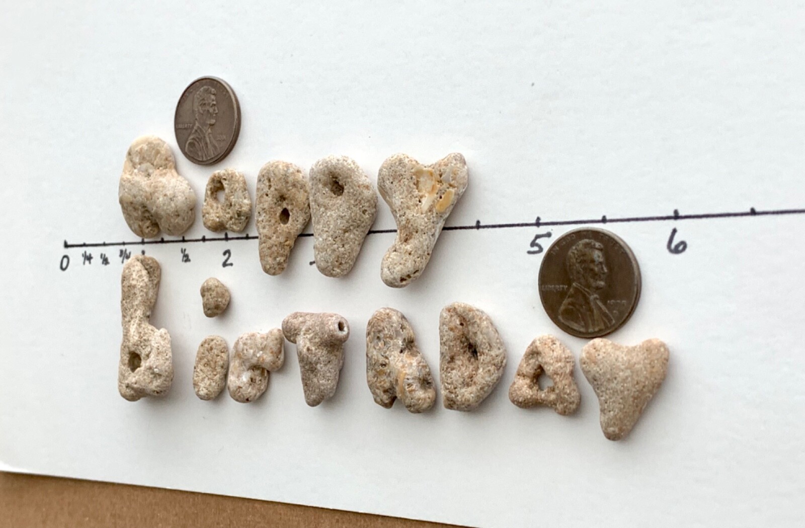 HAPPY BIRTHDAY Beach Stones Natural Rocks Natural Letter Shaped Sign Text hag US