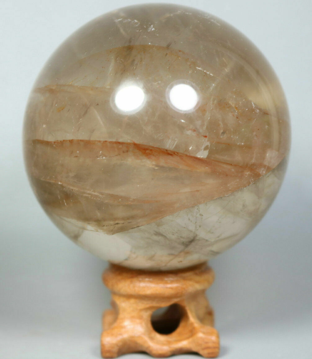 0.95lb Natural RED FIRE QUARTZ Hematoid Crystal PHANTOM MULTI-INCLUSIONS Sphere