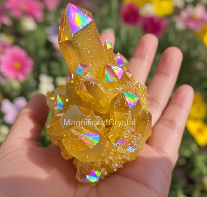 Natural Citrine Cluster Aura Crystal Cluster Mineral Specimen Decor Healing Gift