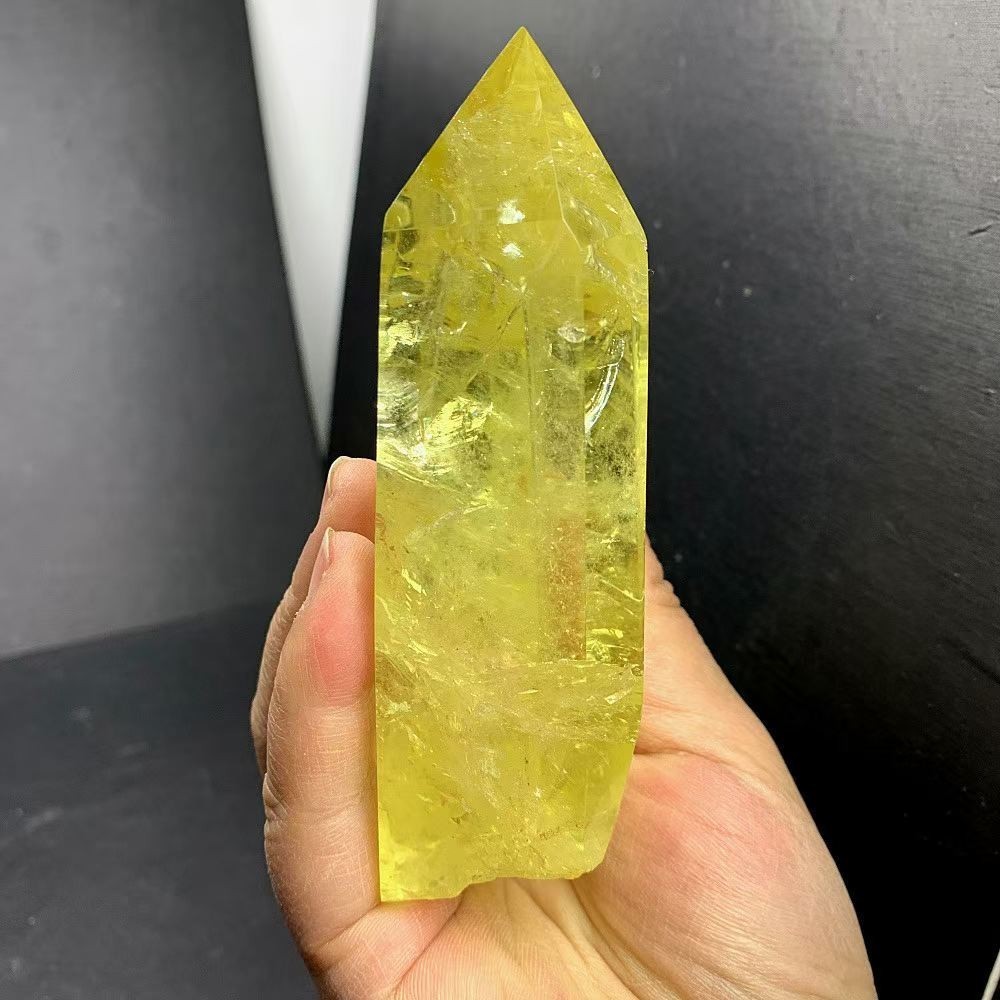 1.21LB Natural Citrine Quartz Obelisk Energy Crystal Tower Point Reiki +Stand