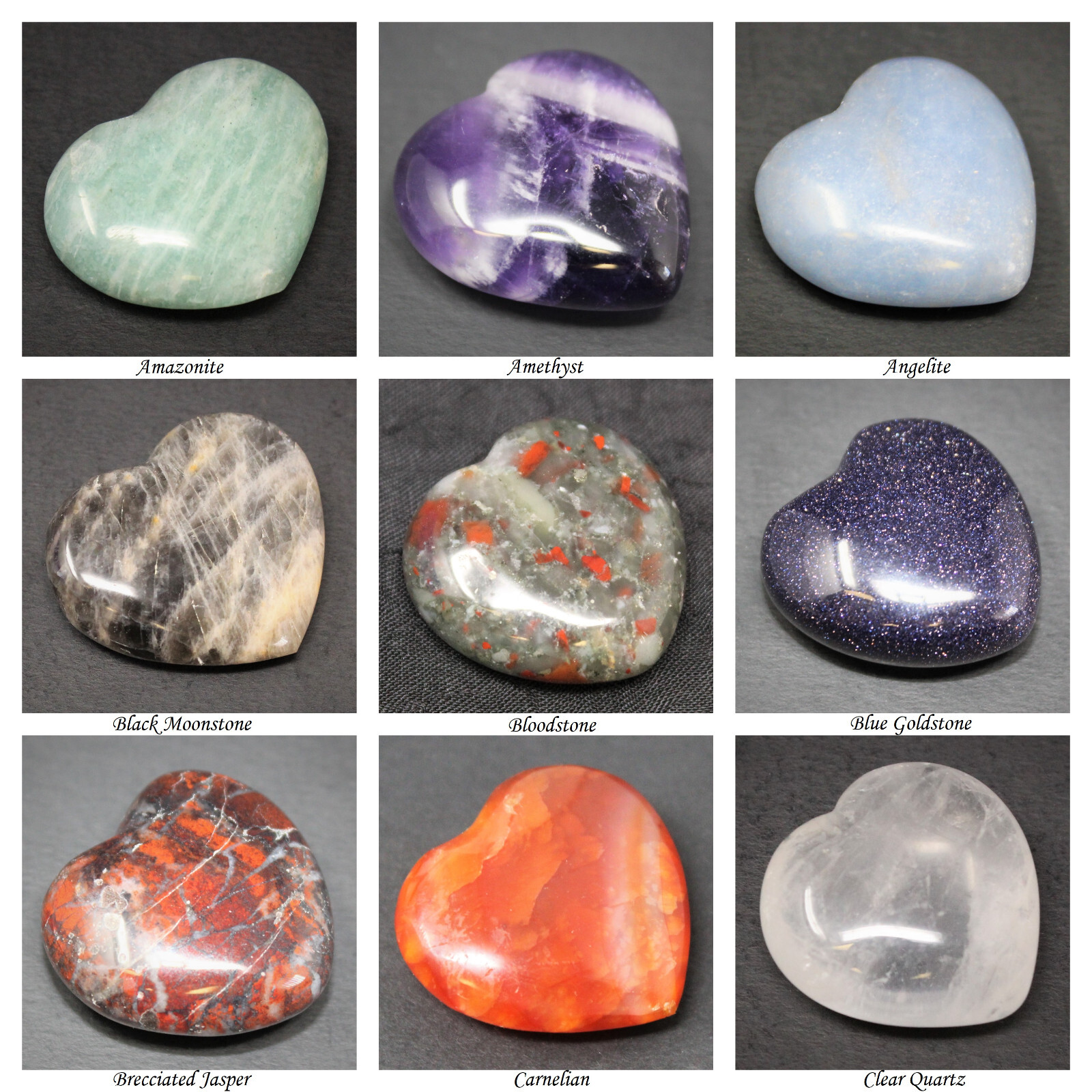 25 Crystal Hearts: Mixed Pack of Best Sellers 1″ Gemstone Hearts WHOLESALE BULK