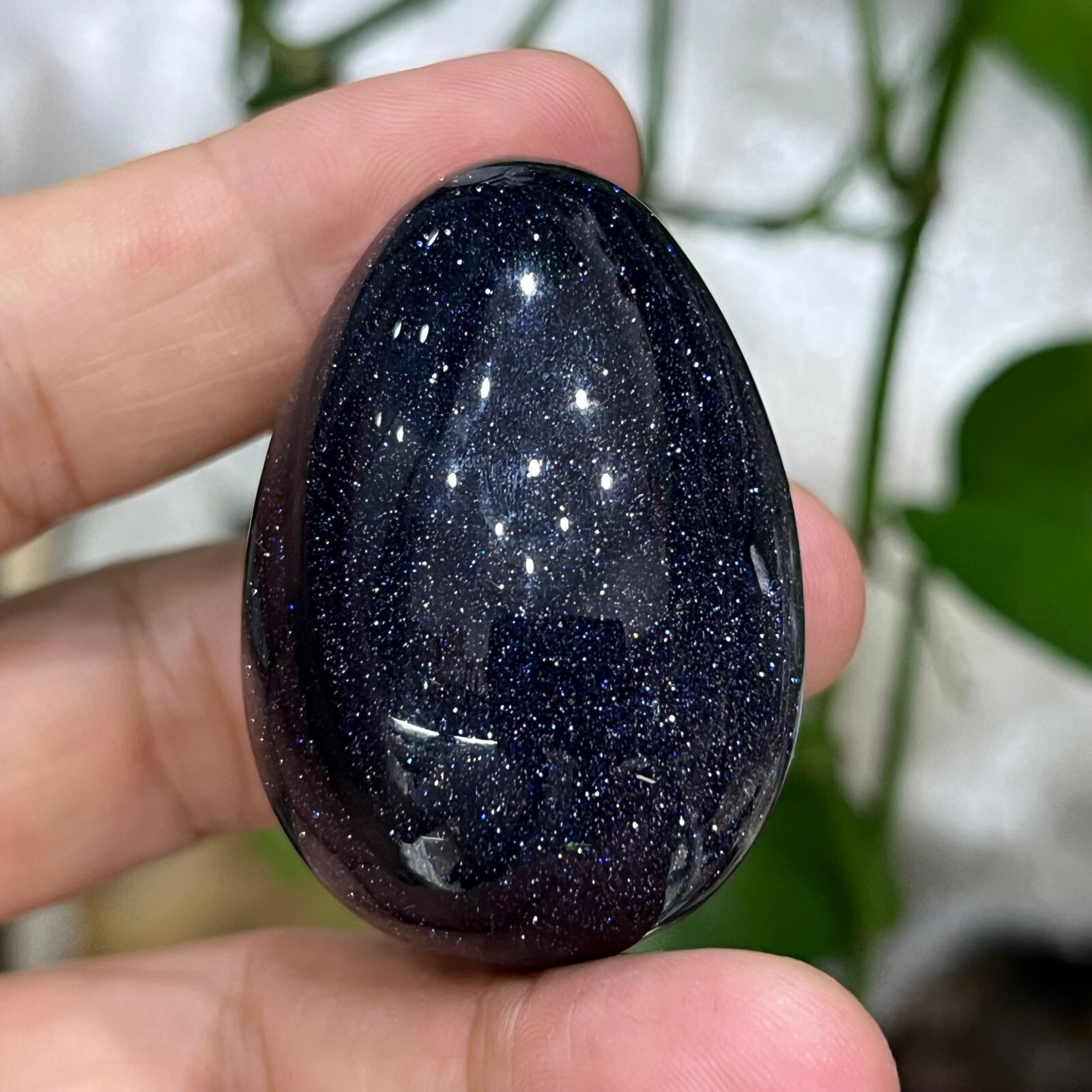 2” Blue Chapter tenth Quartz Hand Carved Egg skull Crystal Reiki healing 1pc