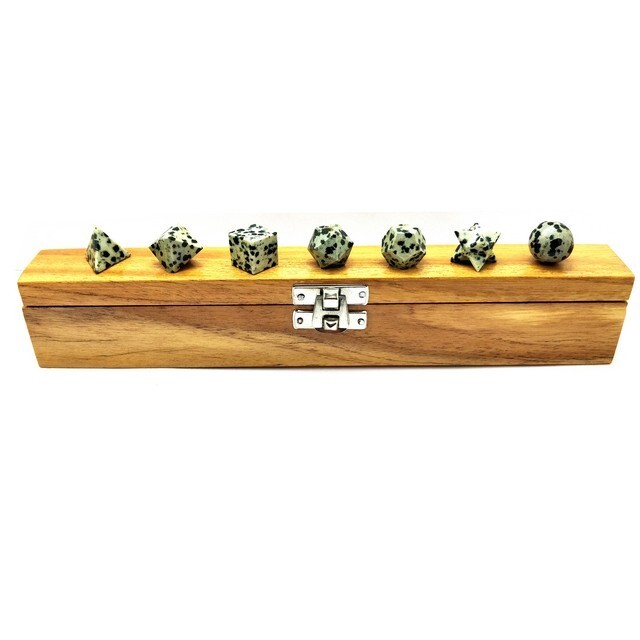 Dalmation Jasper Platonic Geometry 7 Pcs Set Platonic Solids Sacred Geometry Set