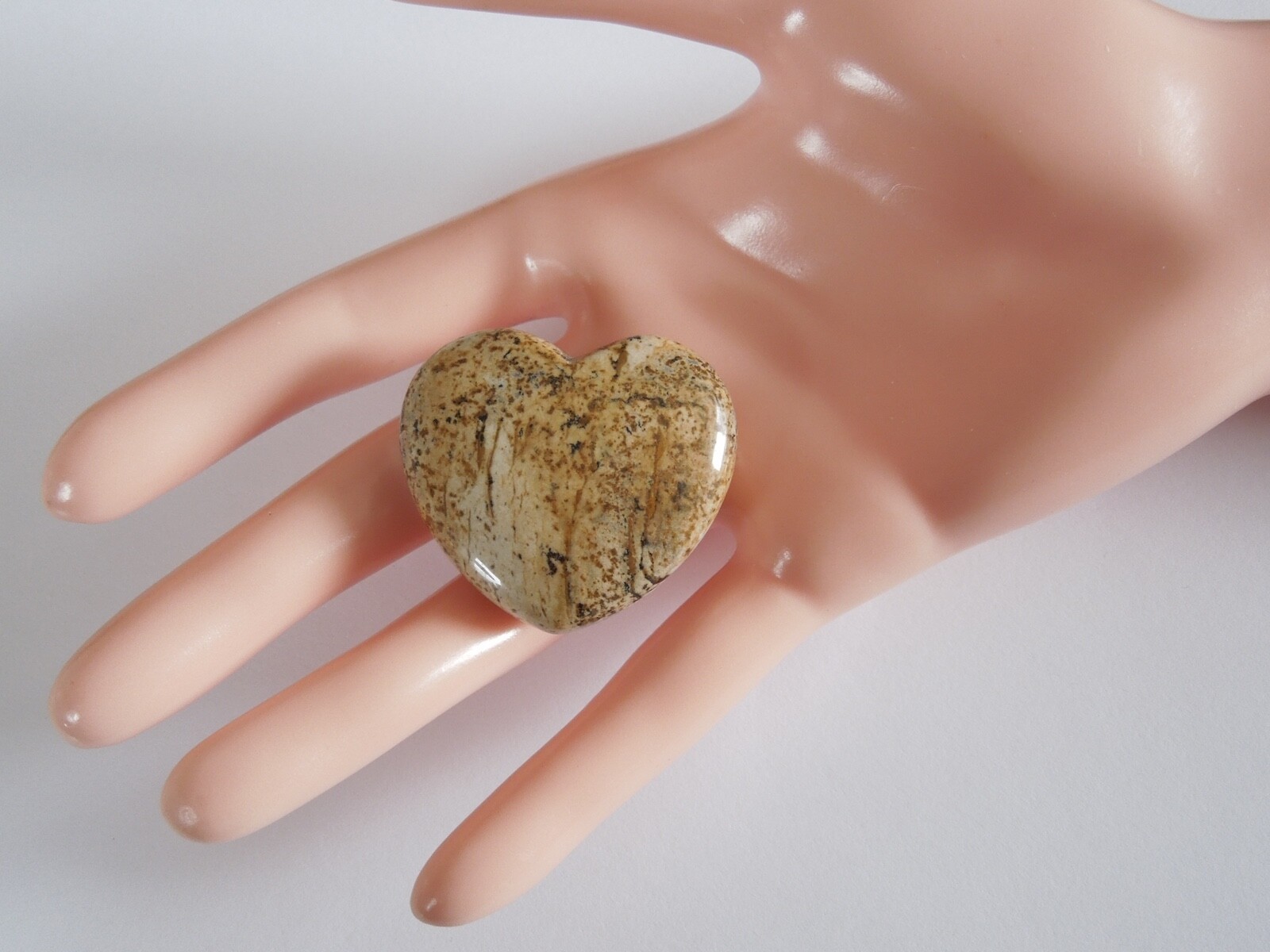 Jasper,Picture Jasper Heart Voluptuous Dekostein Without Hole 0.9oz/1 5/16×1