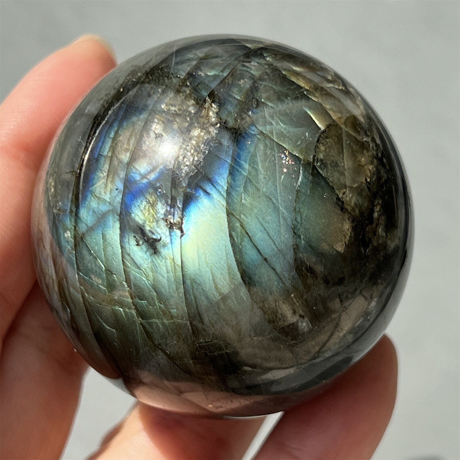 40MM+ Natural Labradorite Sphere Rainbow Quartz Crystal Ball Reiki Healing 1Pc