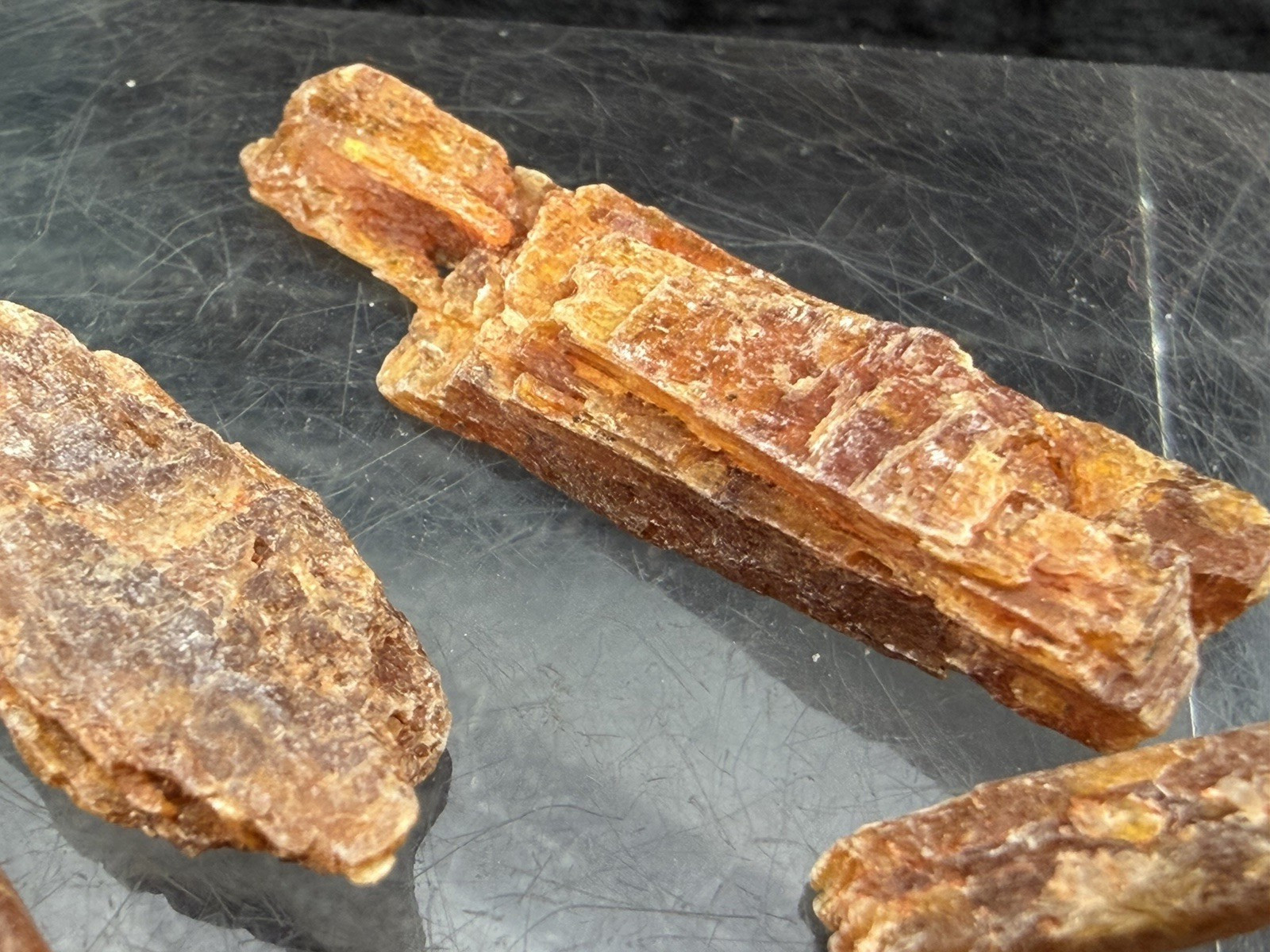 Rare Natural Untreated Orange Kyanite Blades from Tanzania, East Africa.