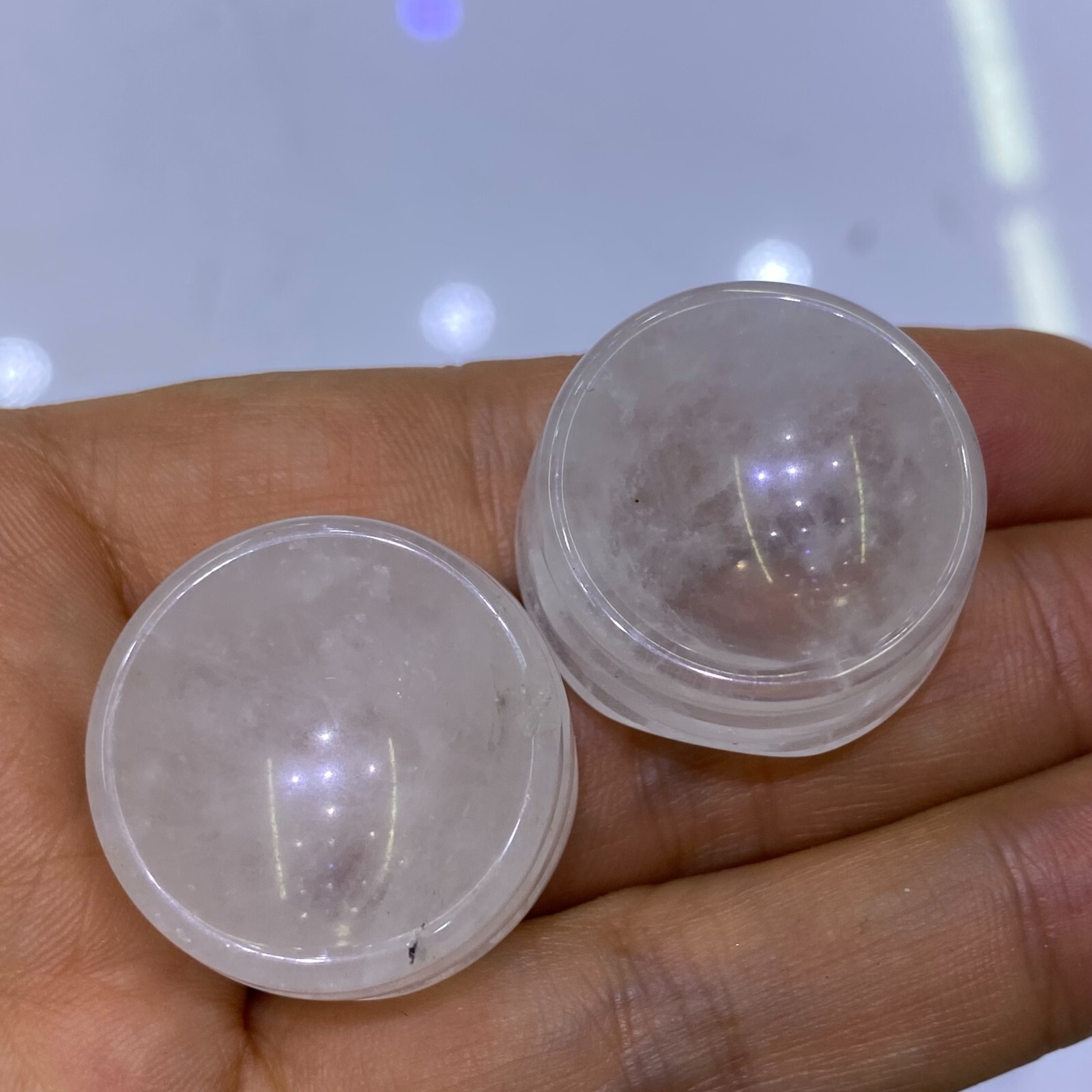Natural clear quartz sphere stand pedestal crystal reiki healing 5PSC