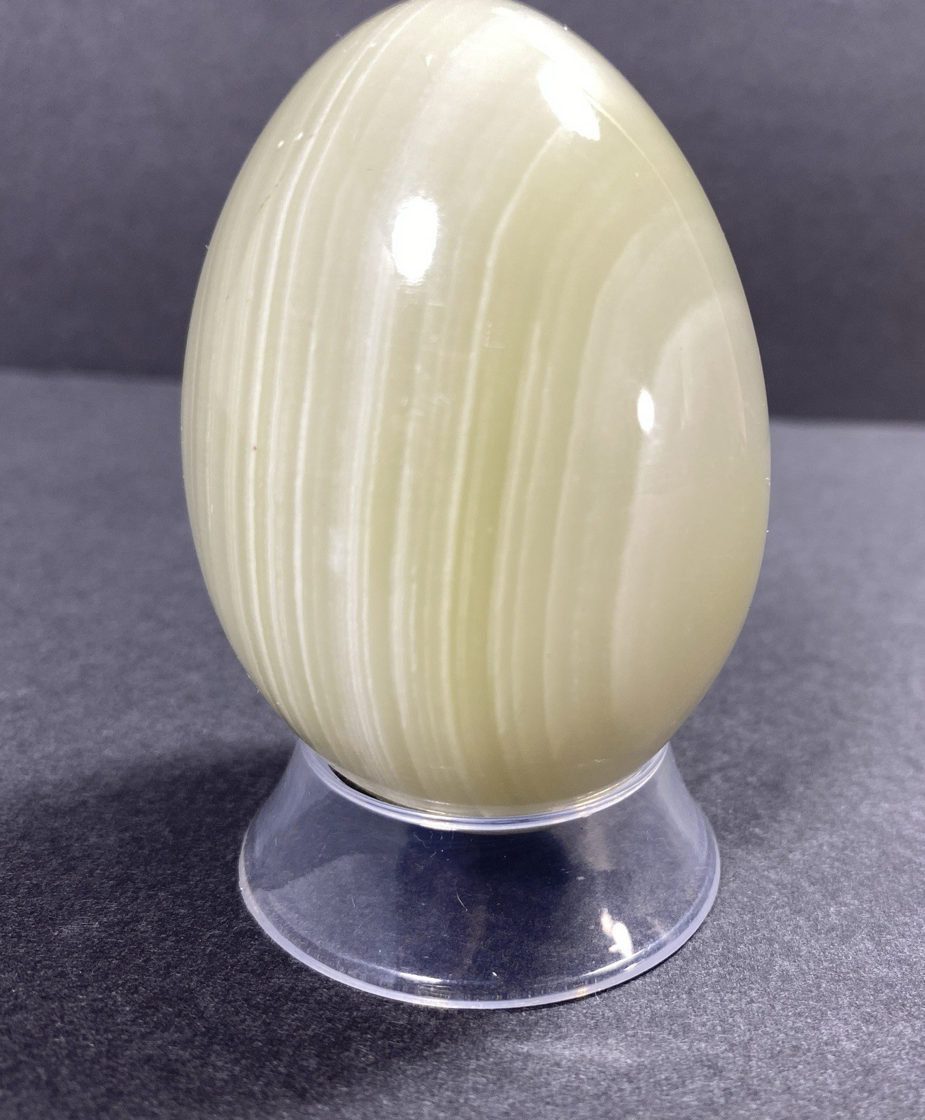 Natural Onyx Stone Egg With Stand Hand Polished Banded Agate Calcite Crystal