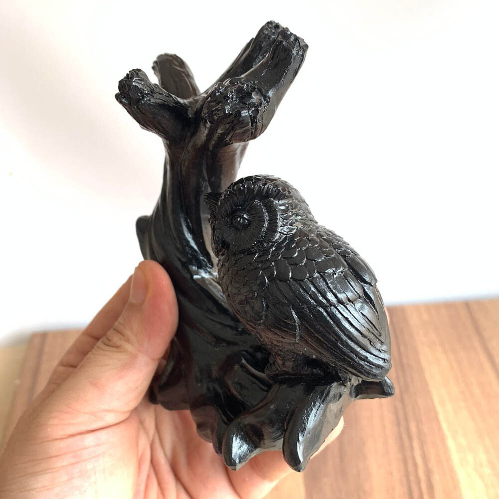 5 Colors Owl Resin Sphere Holder Stand Base Natural Crystal Ball Hand Decoration