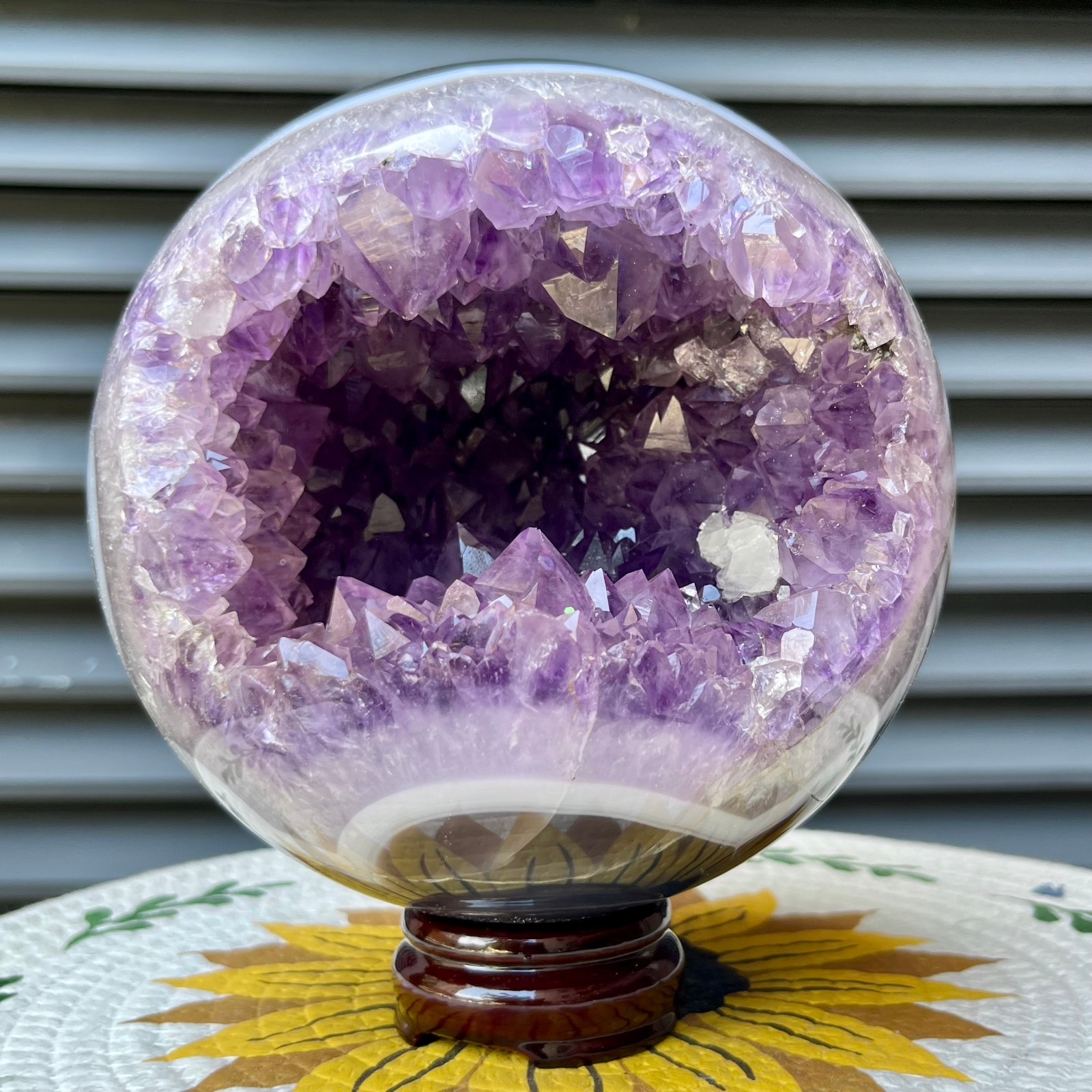 9.9 lb Natural Amethyst Geode Sphere Crystal Druzy Ball Gift Display Decor