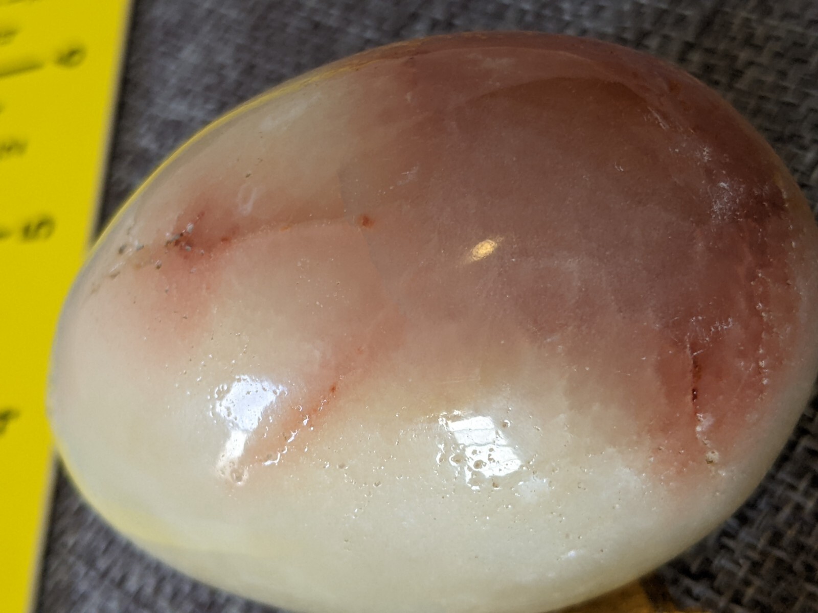 Reddish White Onyx Easter Egg Natural Crystal Banded Mineral – With Stand