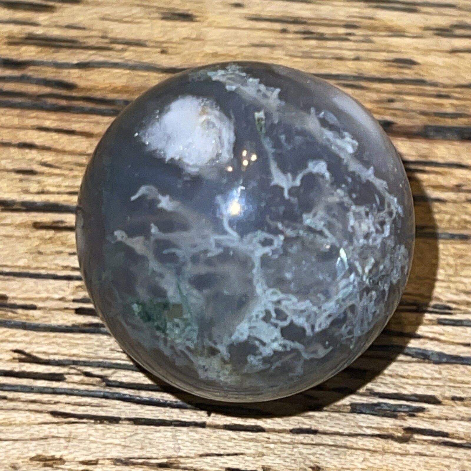 Moss Agate Sphere Ball Orb Marble 20.7mm, 16g