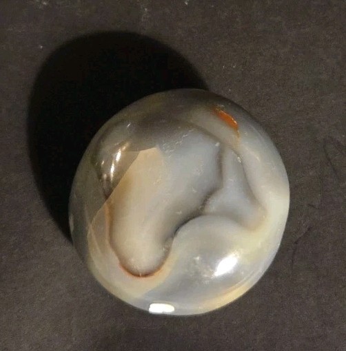 Chalcedony Orca Agate Tumbled Polished NEW Approx. 2.25×2 Inches Pretty Palm Sz.