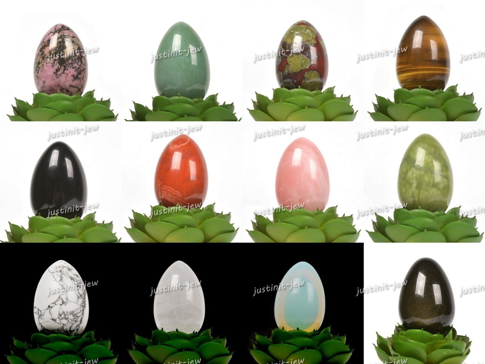 45mm Gemstone Crystal Egg Sphere Sculpture Healing Figurine*Two choices*