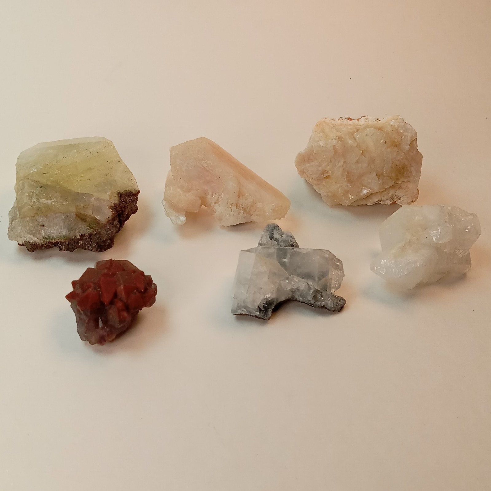 Mixed Mineral Specimen Lot 6pc Stilbite Green Apophyllite Amethyst India I14