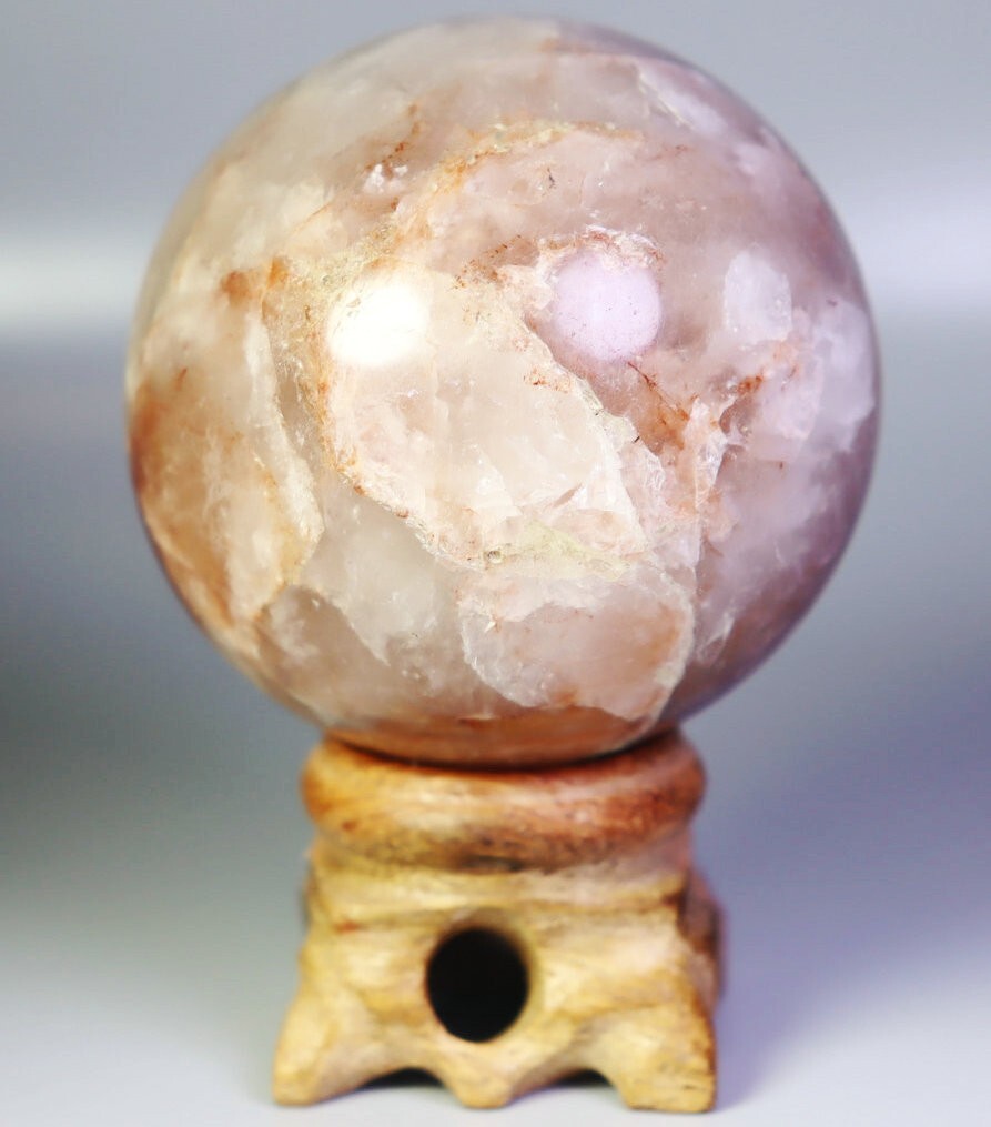 221g Natural Red FIRE Hematoid QUARTZ Crystal Sphere Ball Stone Healing/Stand