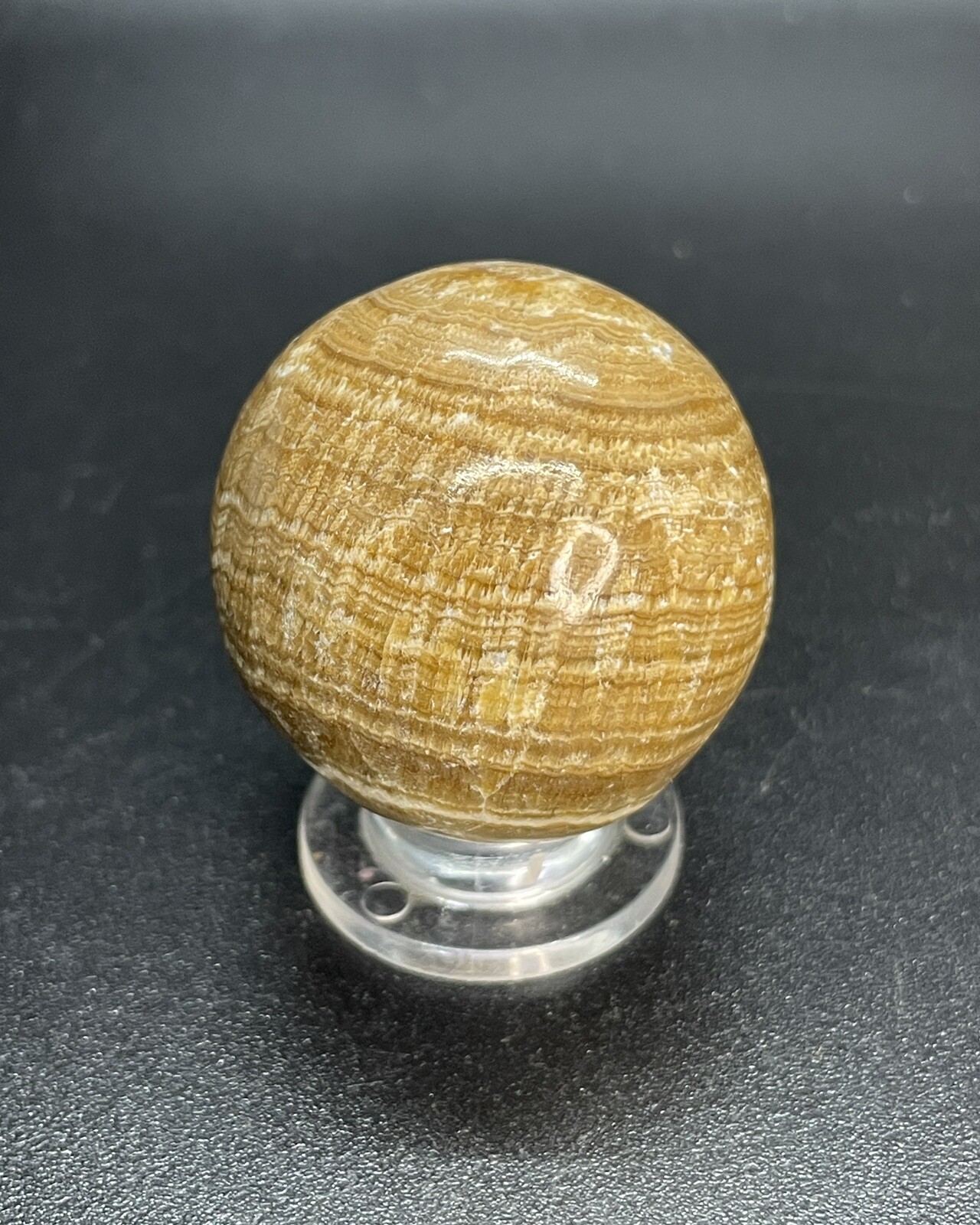 Brown Multi Banded Marble Sphere Brown Banded Agate Orb Ball 1.457”