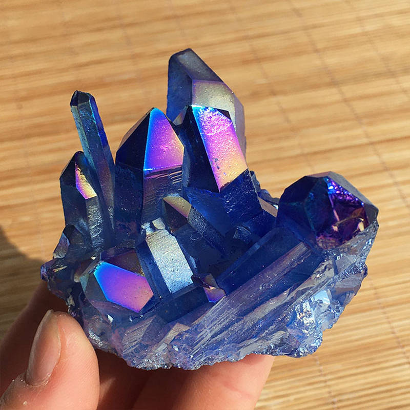 100g Natural Aura Blue Titanium Quartz Crystal Cluster Geode Ore Specimens Reiki