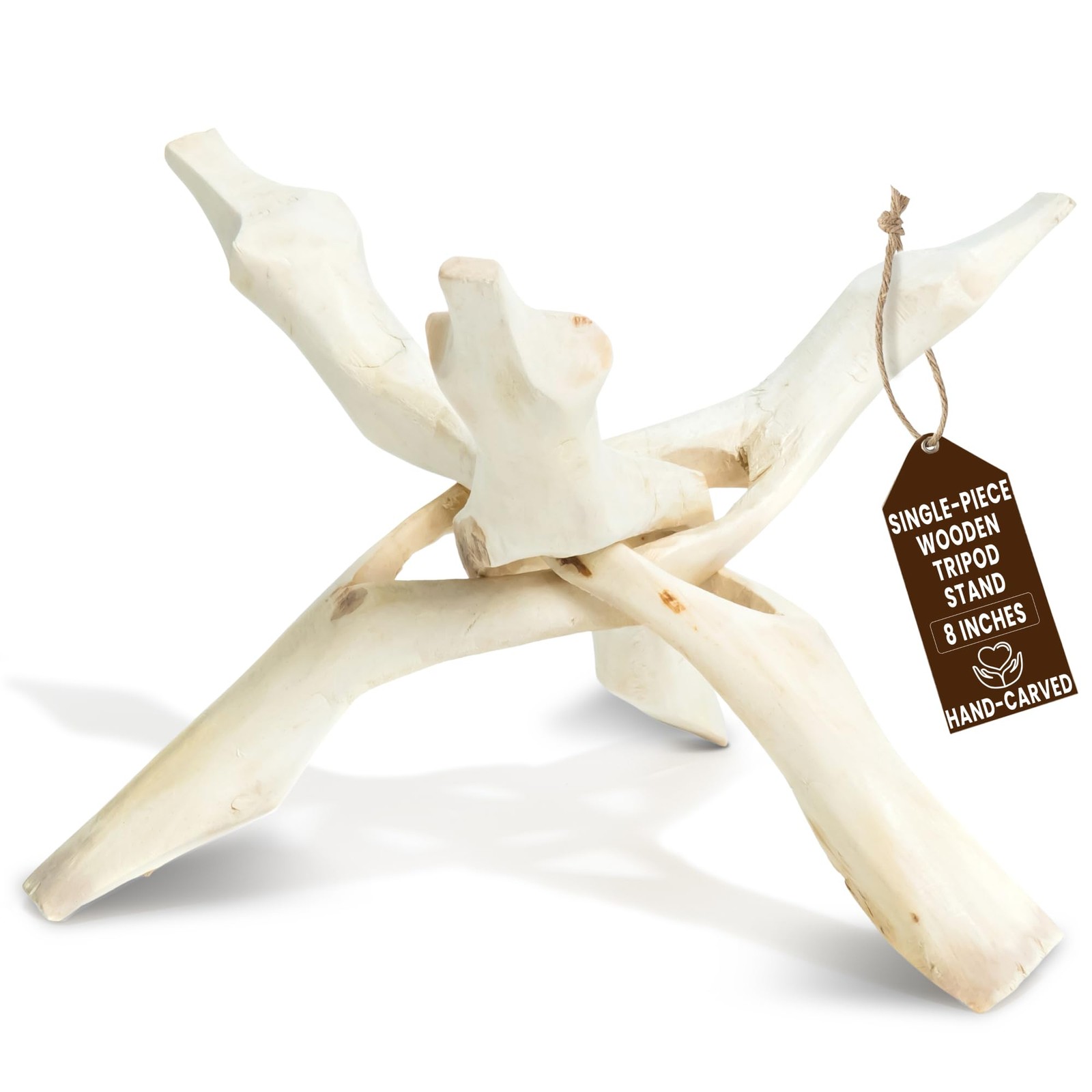 Wooden Tripod Display Stand – 8-Inch Hand Carved Holder Made from Mango Wood …