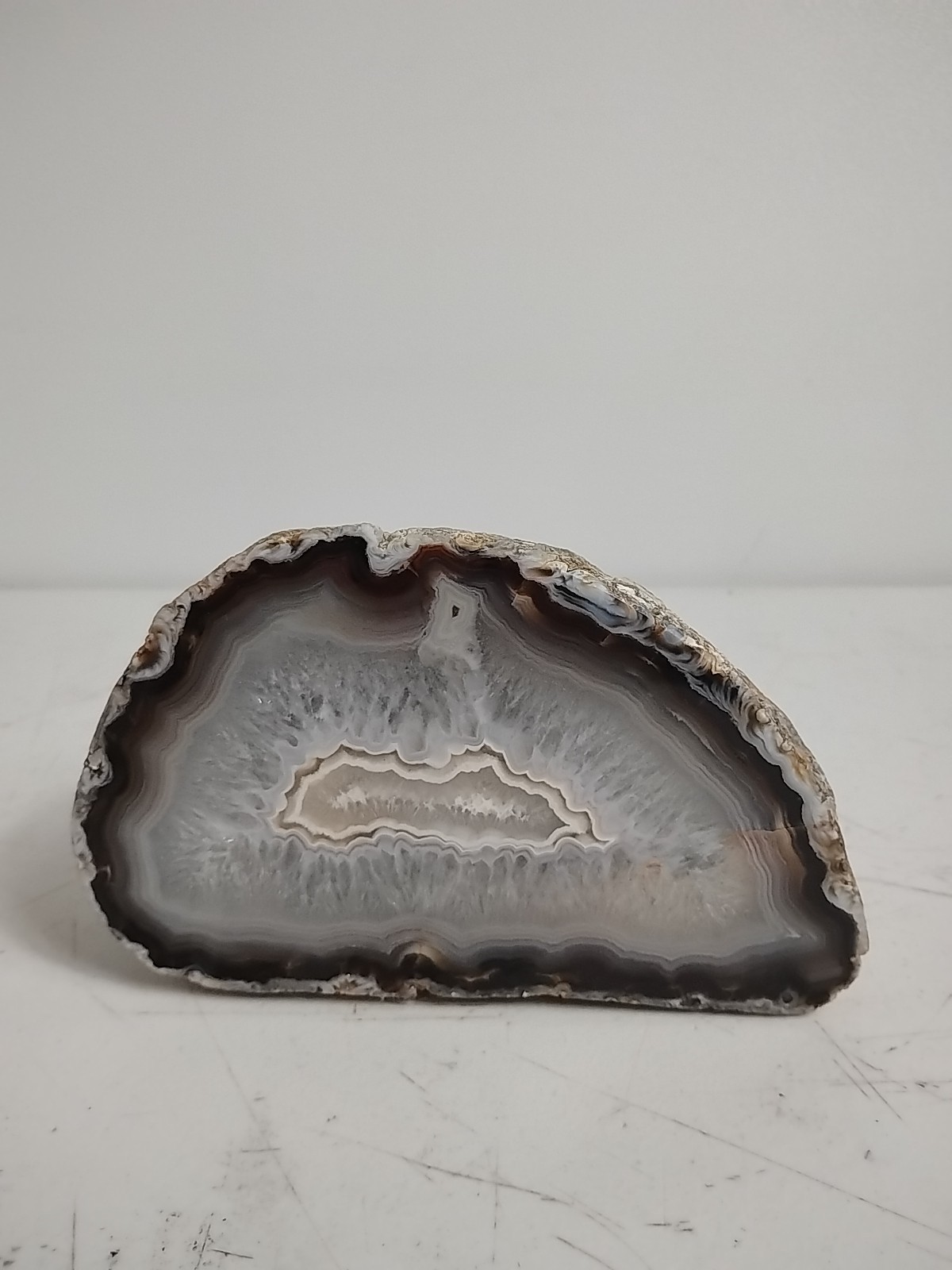 Geode Half Cut and Polished Origin Unknown White/Clear/Brown – SEE PICS!!!