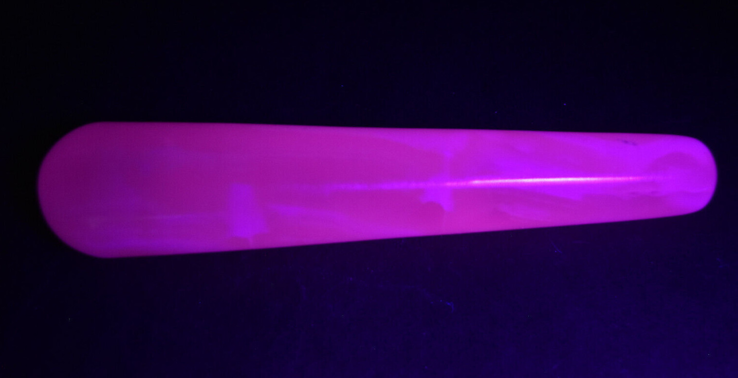 Pink Mangano Calcite Massage Wand Fluorescent UV Reactive 11 cm # S4
