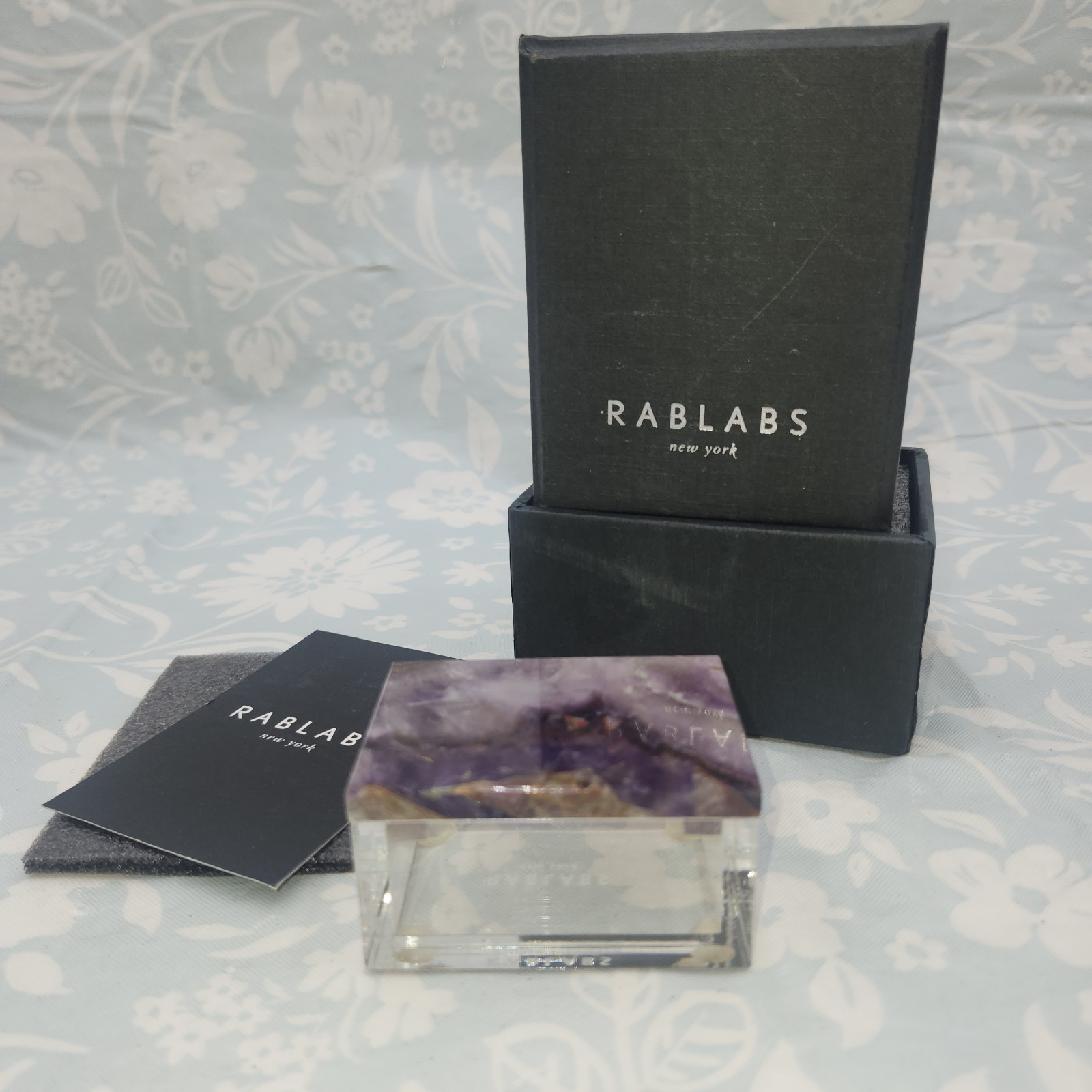 NEW RABLABS RARE Adorado LUCITE BOX Moss Agate purple trinket