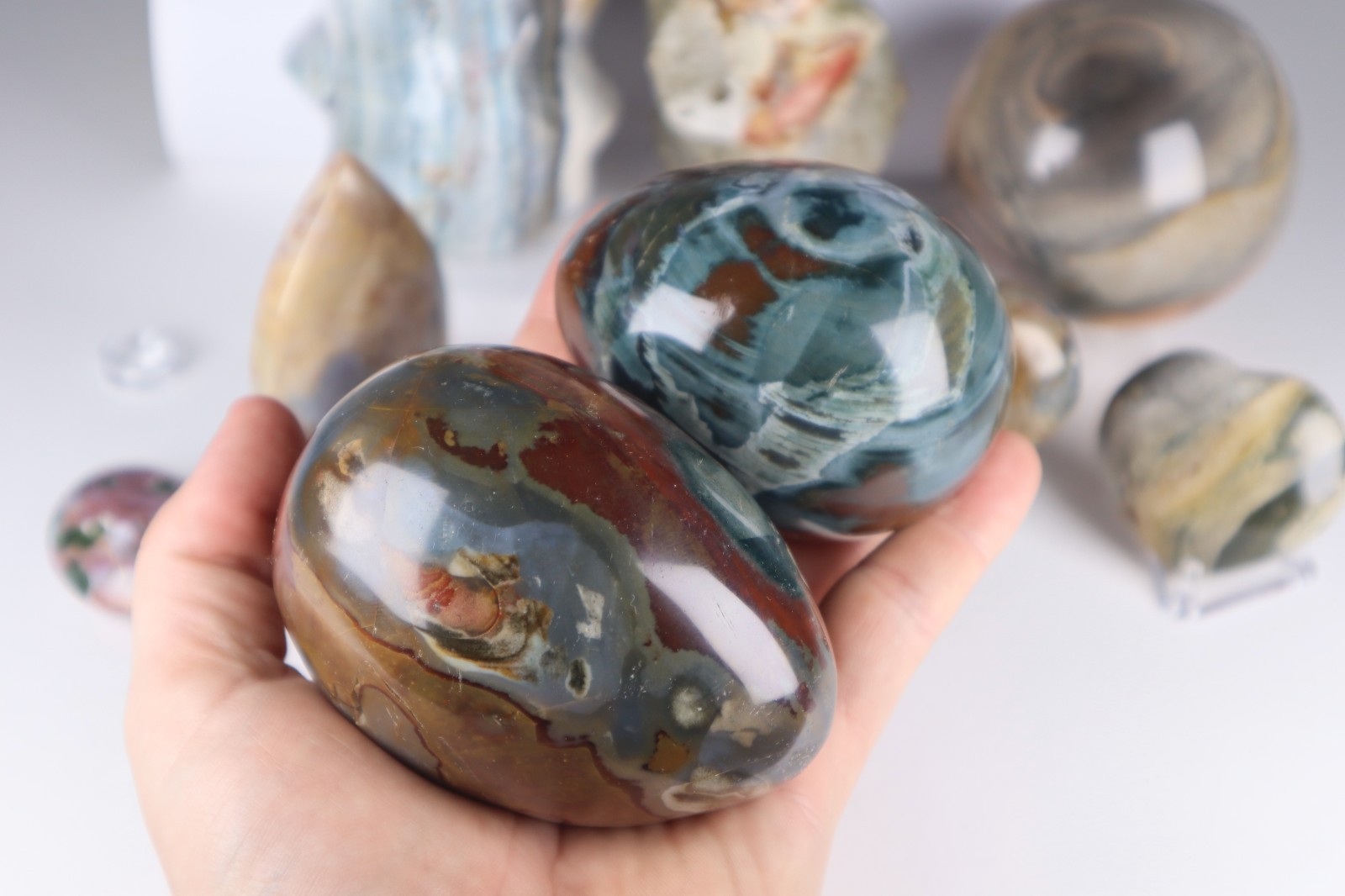 HUGE Polished JASPER CRYSTALS Collection – 12.5 lbs Mixed Sea Jasper Polychrome
