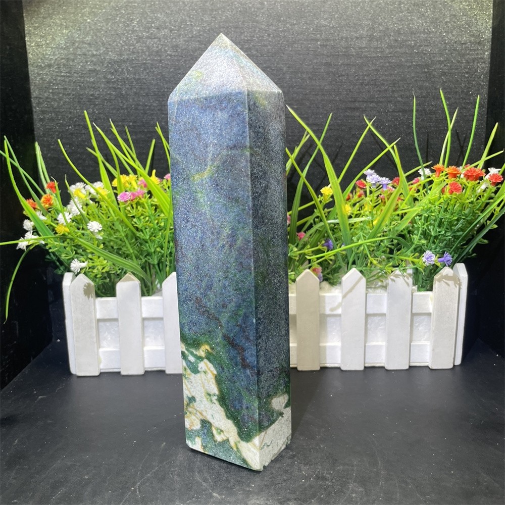 2.6LB 8.8″ Natural Ruby In Fuchsite Obelisk Tower Crystal Reiki Gift UV Heal