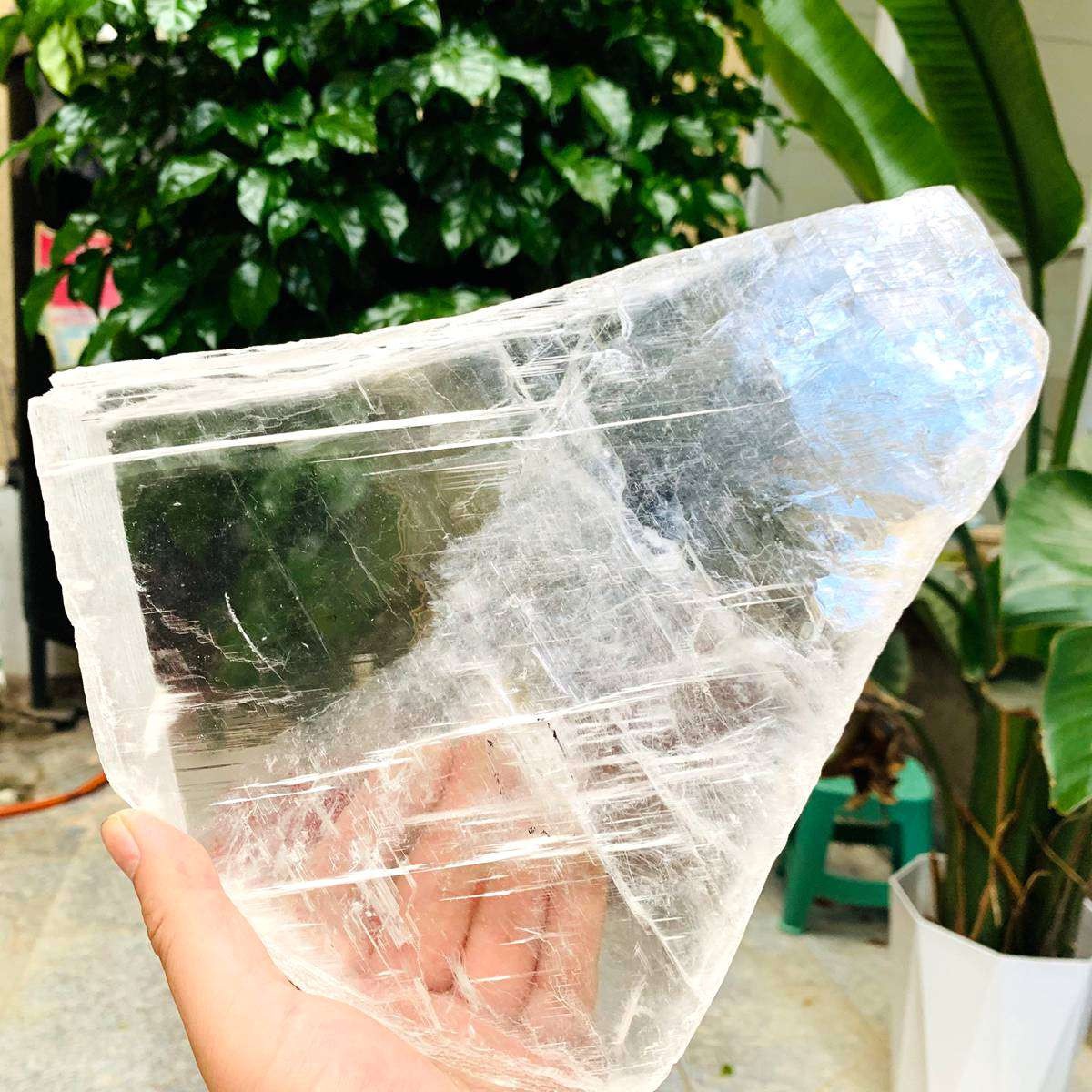3.59LB Natural Clear Transparent Selenite Slab Gypsum Crystal Mineral Specimen