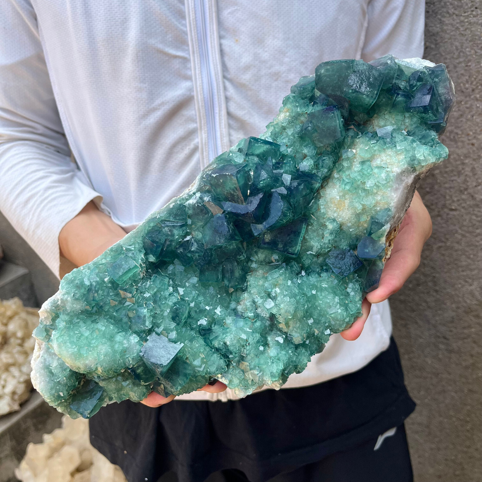 7.7lb Large NATURAL Green Cube FLUORITE Quartz Crystal Cluster Mineral Specimen