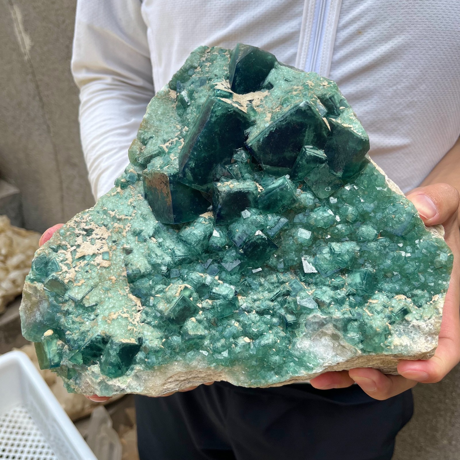 13.4lb NATURAL Green Cube FLUORITE Quartz Crystal Cluster Mineral Specimen