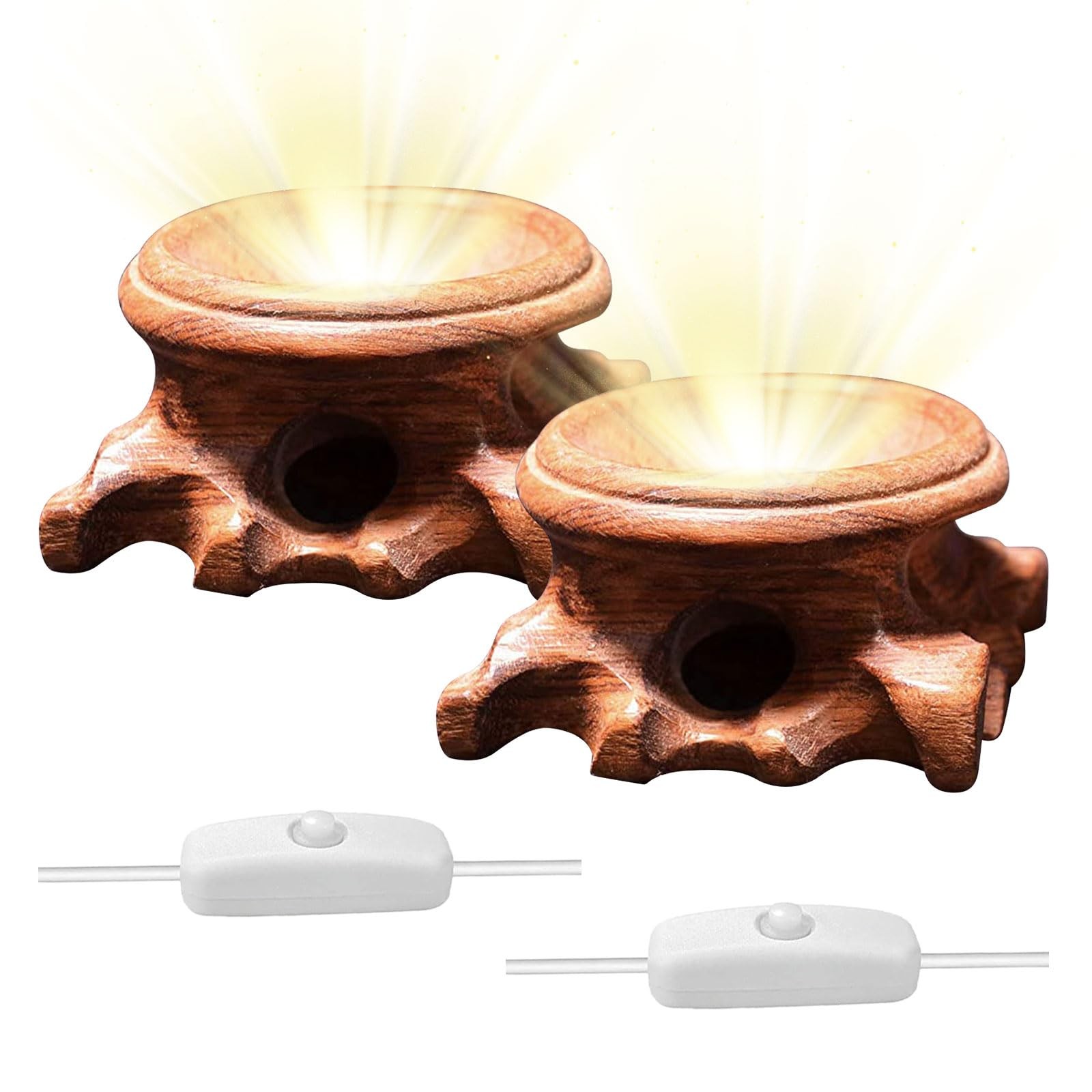 2 Inch Round Wooden Led Lights Display Base, Warm Light Display Stand Root Ca…