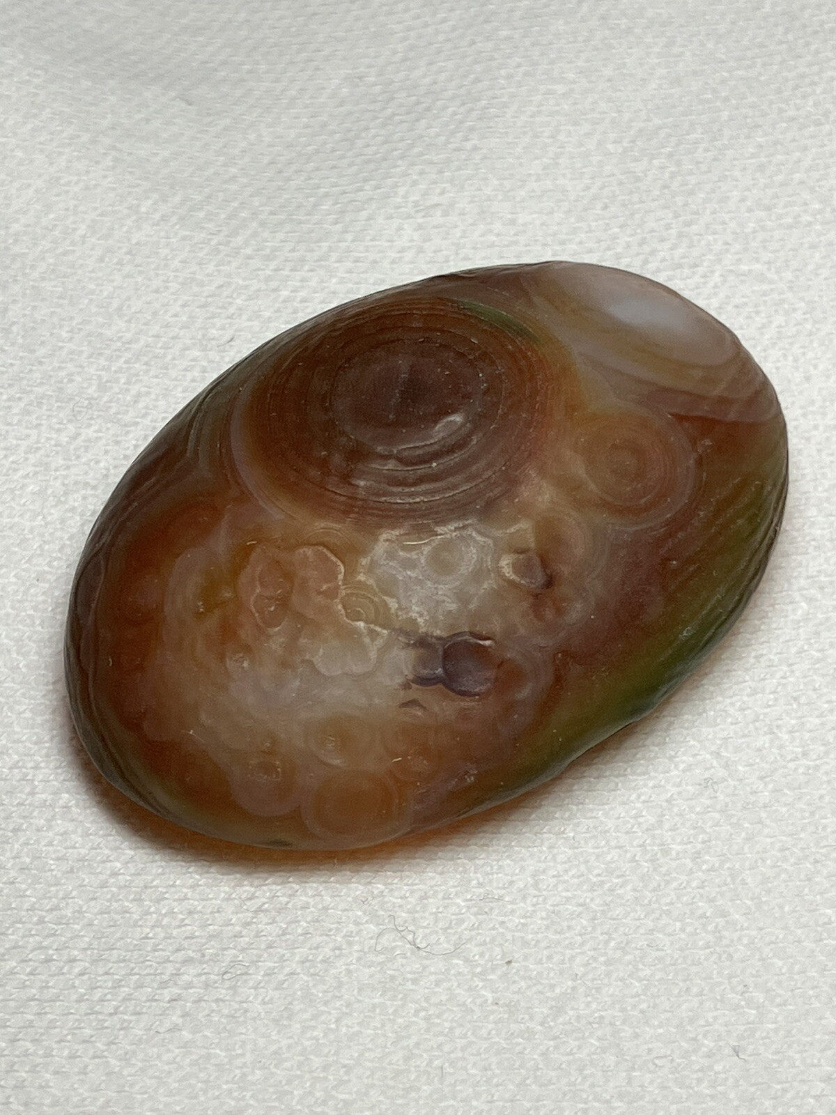 RARE Gobi Eye Agate Bonsai Suiseki Green Orange Flat Palm Stone 21g Raw Natural