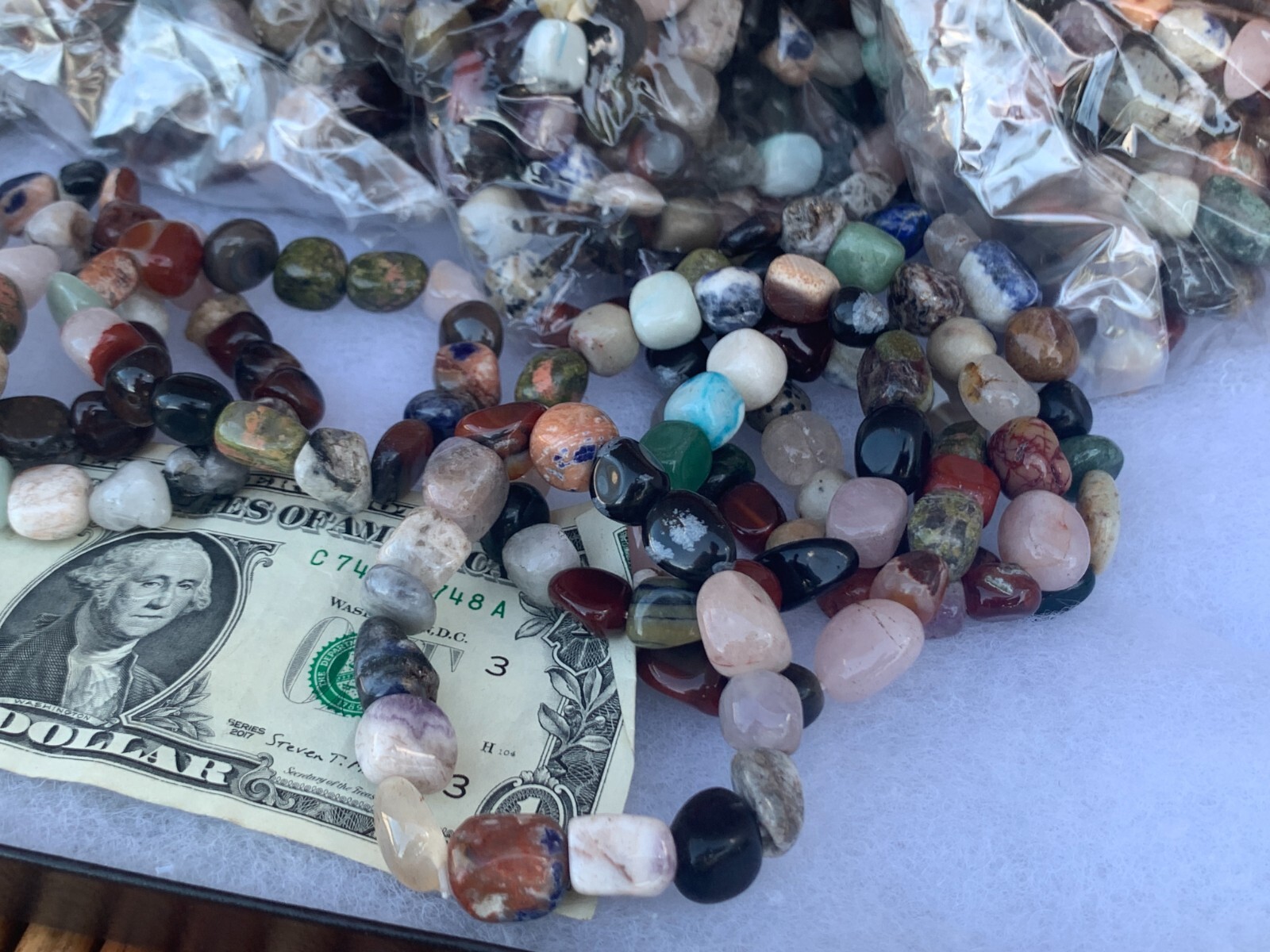 Wholesale Lot of 50 Unique Tumbled Stone Bracelets – Perfect for Gifting!