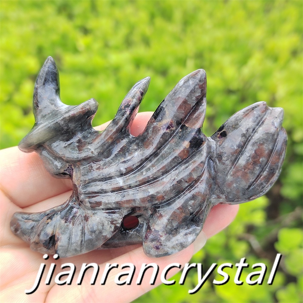 3.3″ Natural Yooperlite Witch Carved Quartz Crystal Halloween Broom Gift 1pc