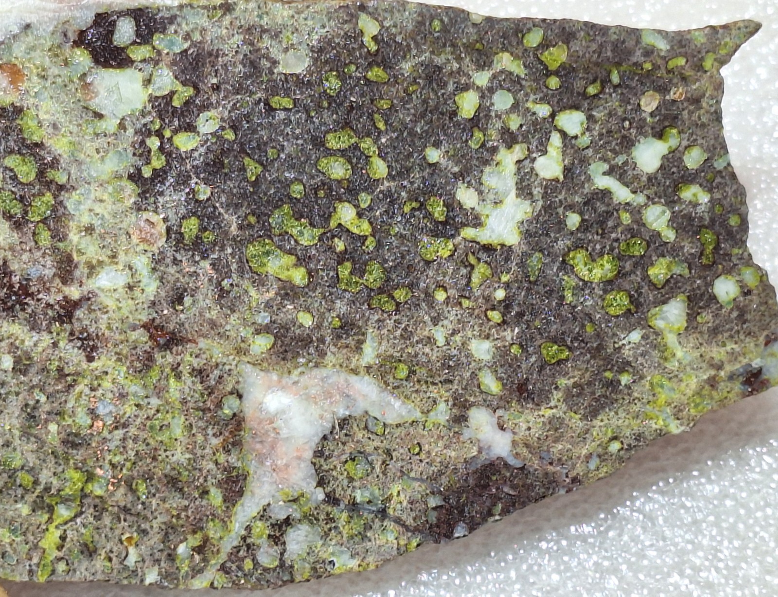 Pretty Epidote Calcite Copper and Quartz Pockets In Basalt -Polished Stone Slab