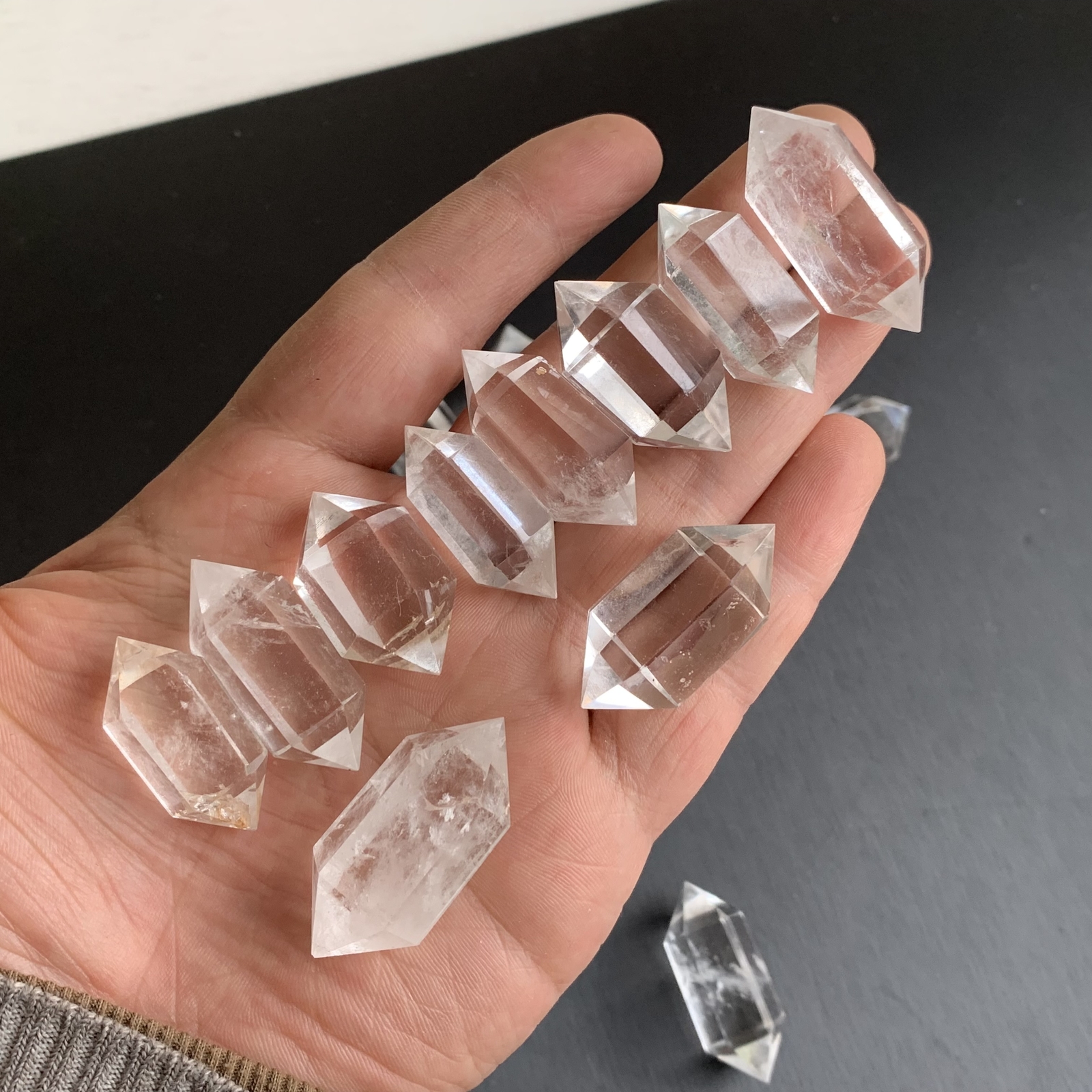 10pcs Natural clear quartz obelisk crystal double wand point healing 30-45mm