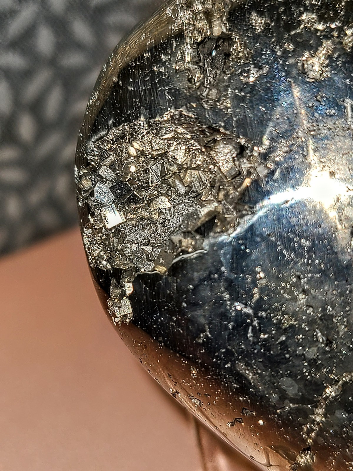 Golden Druzy Peruvian Pyrite Crystal Heart #5