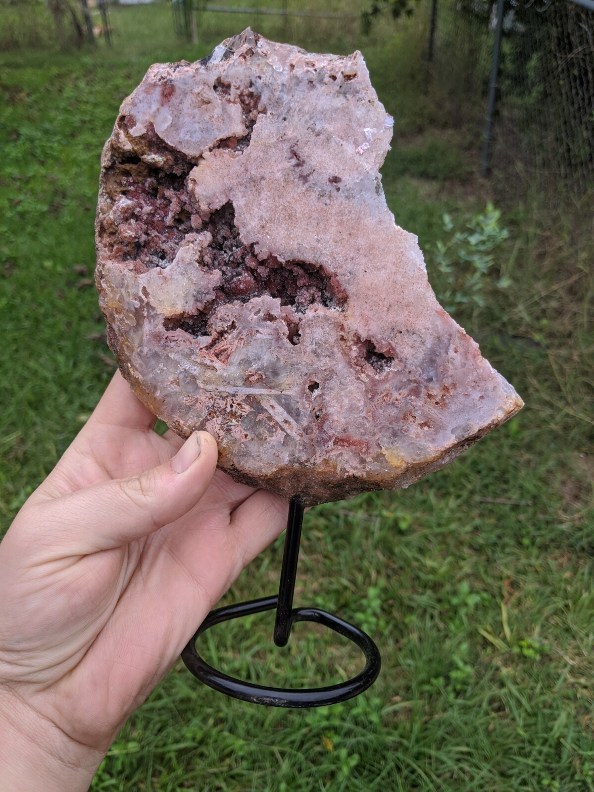 2.2lb Big Rose Pink Amethyst Crystal Cluster Display Quartz Geode